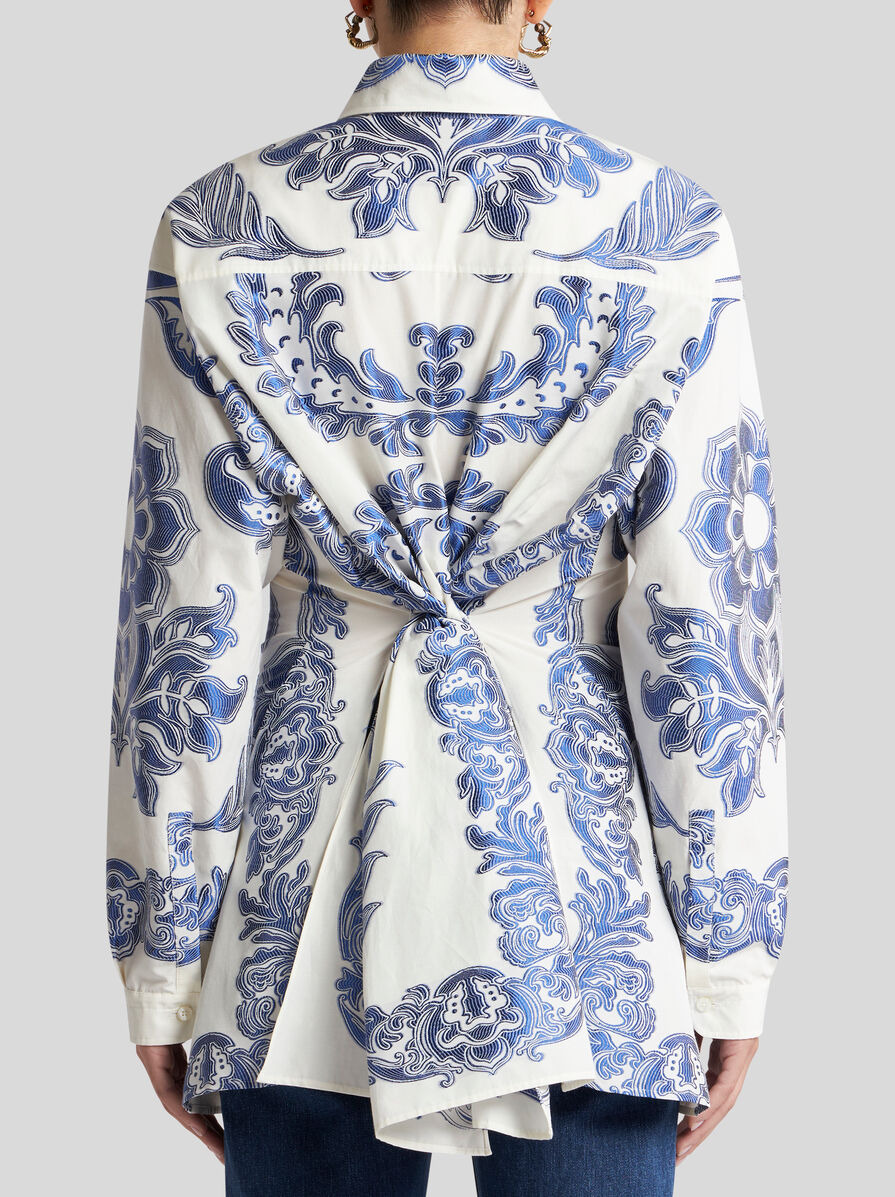 FIL COUPÉ JACQUARD FLORAL SHIRT WITH REAR KNOT - 4