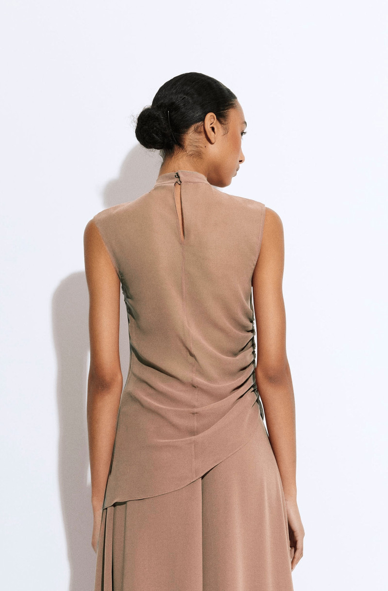 Lightweight Georgette Mock Neck Ruched Top 3