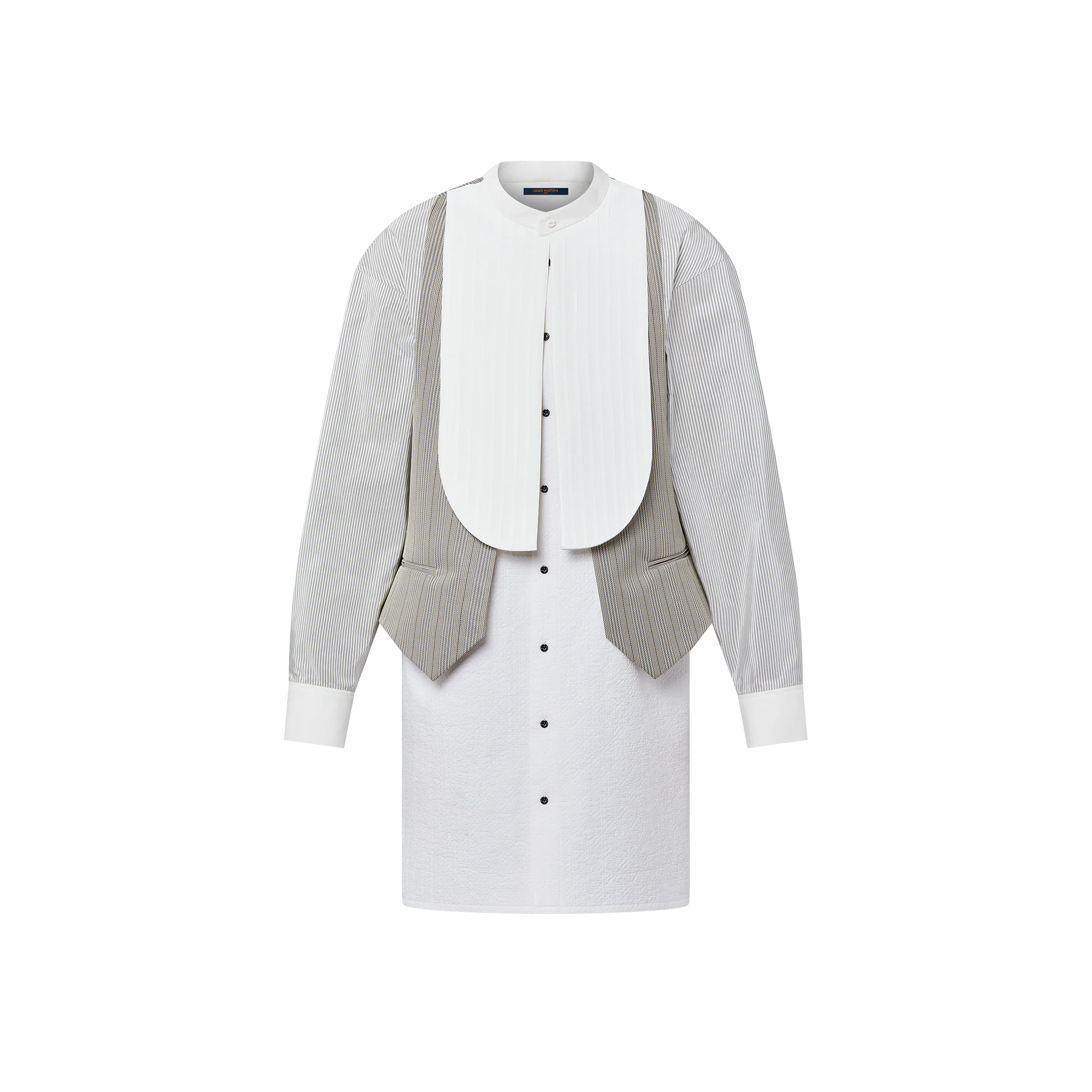 Layered Bib Shirt Dress - 1
