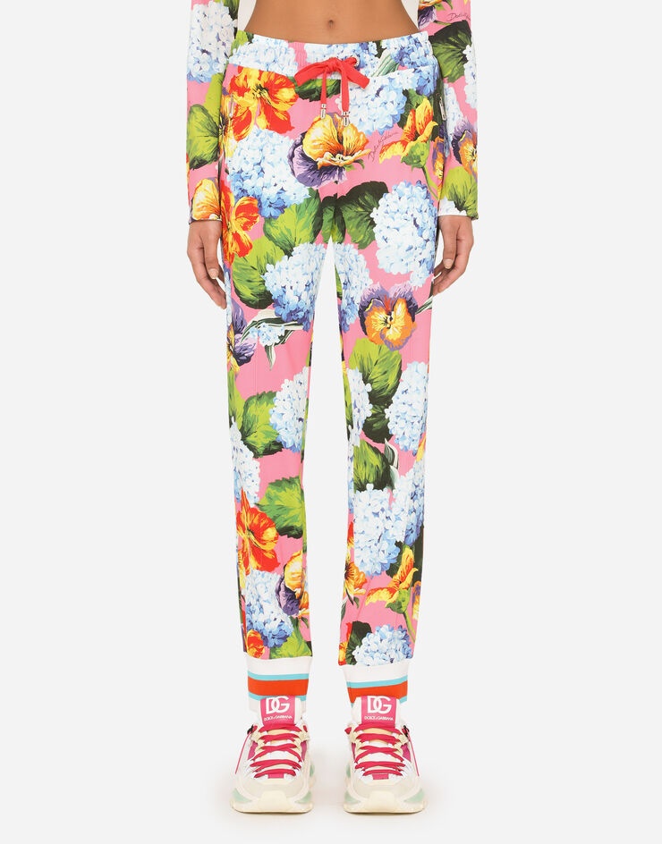 Hydrangea-print cady jogging pants - 2