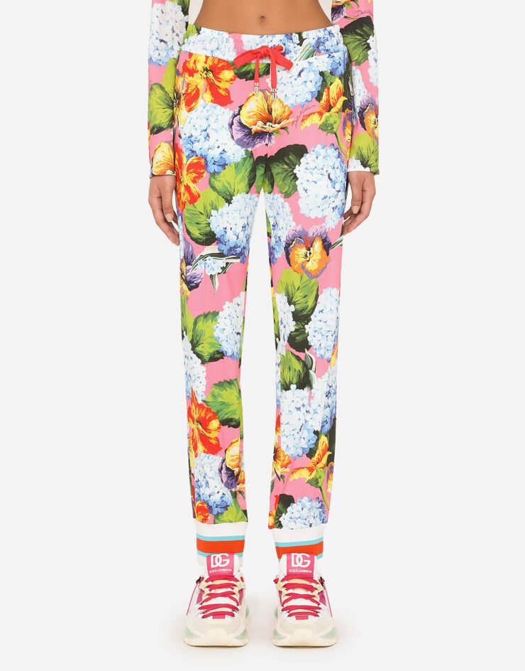 Hydrangea-print cady jogging pants - 1