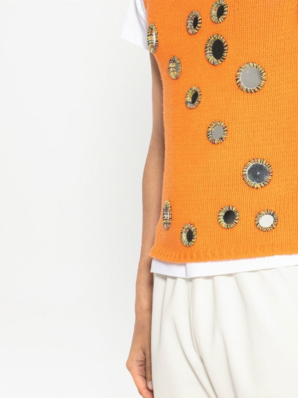 mirror-embellished sleeveless jumper - 6