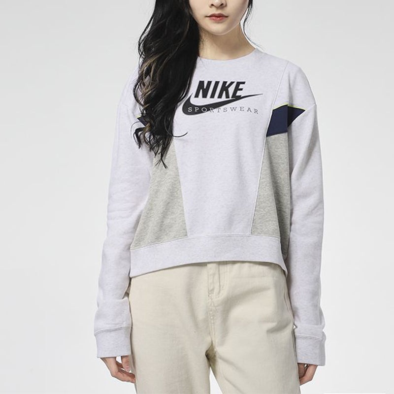 (WMNS) Nike Casual Sports Round Neck Long Sleeves Pullover Hoodie White CZ8599-051 - 3