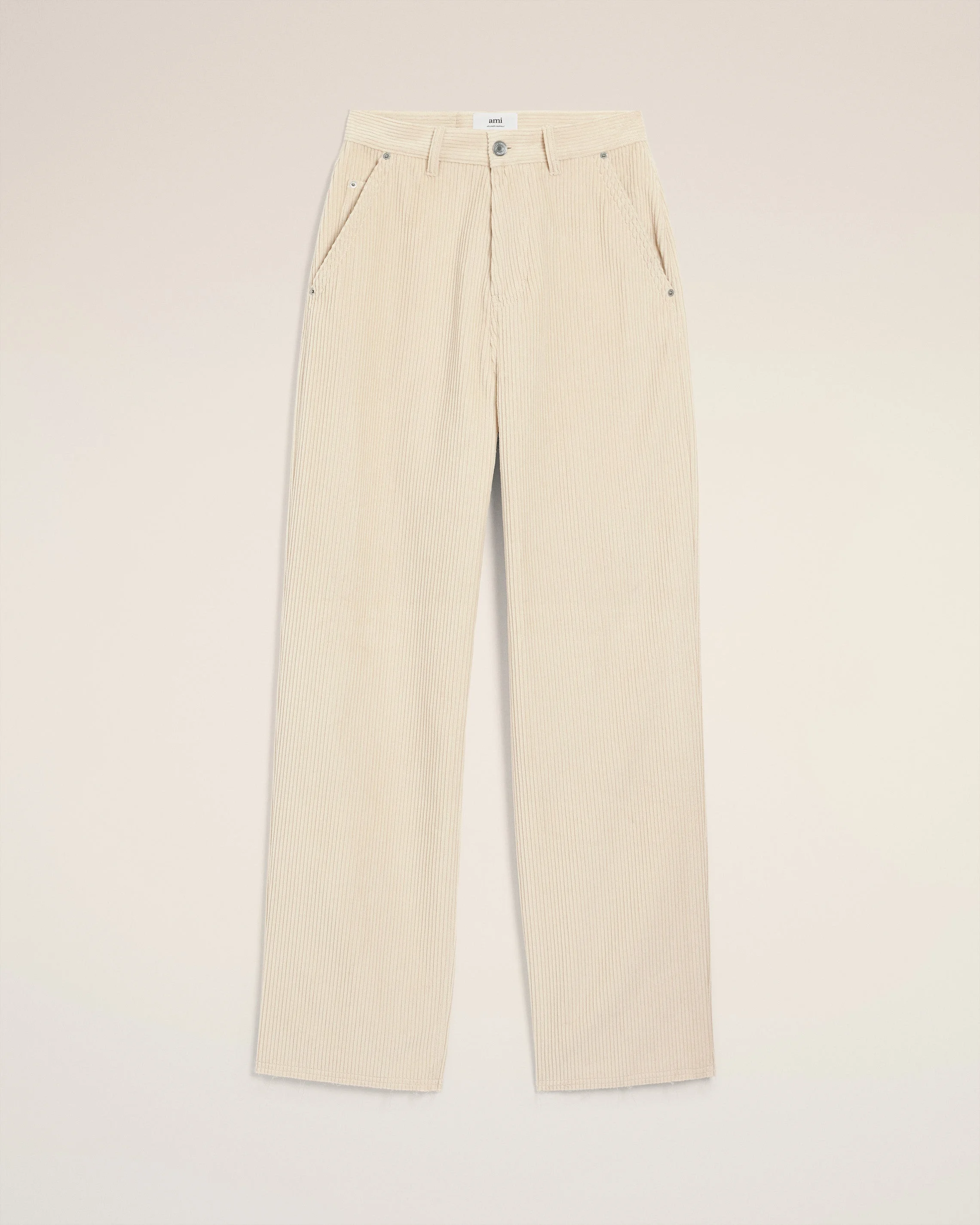 WHITE COTTON LARGE FIT TROUSERS - 1