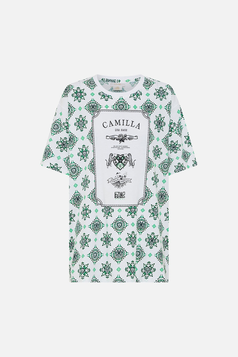 OVERSIZED BAND TEE - GREEN/ WHITE - 1