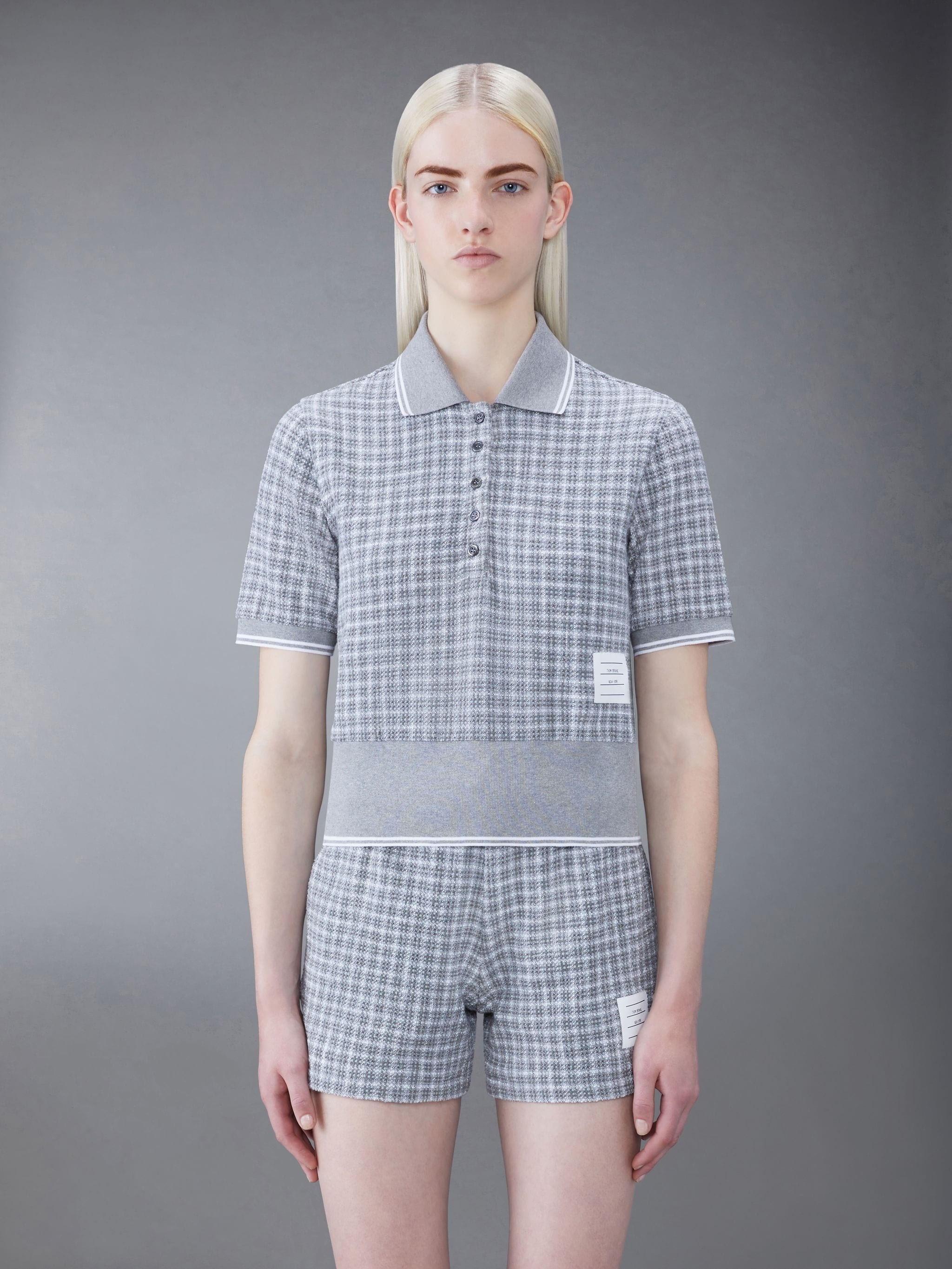 Tweed Shrunken Short Sleeve Polo - 1