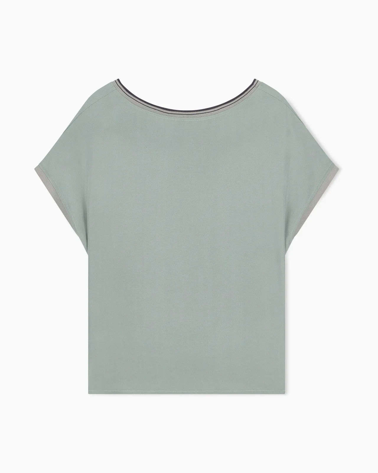 BLOUSE REGULAR FIT HEAVY WASHED SILK RIBBED CREW NECK - 1