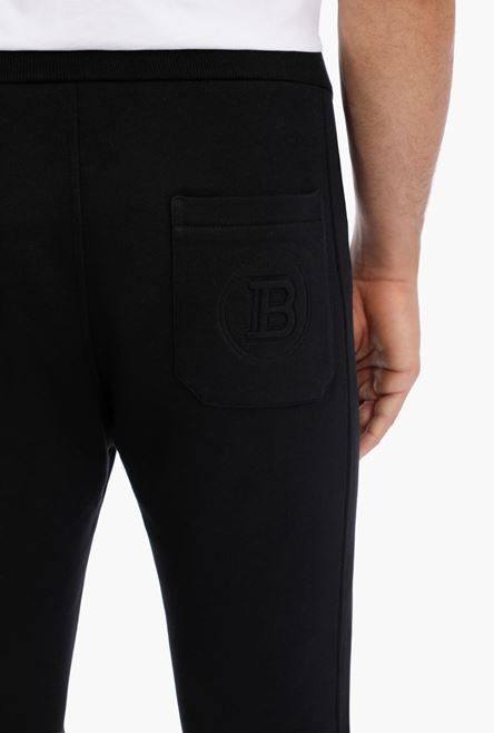 Black cotton sweatpants with embossed Balmain Paris logo - 8