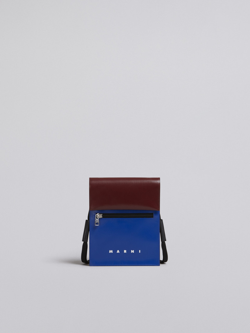 BLUE AND BORDEAUX TRIBECA MESSENGER BAG 1