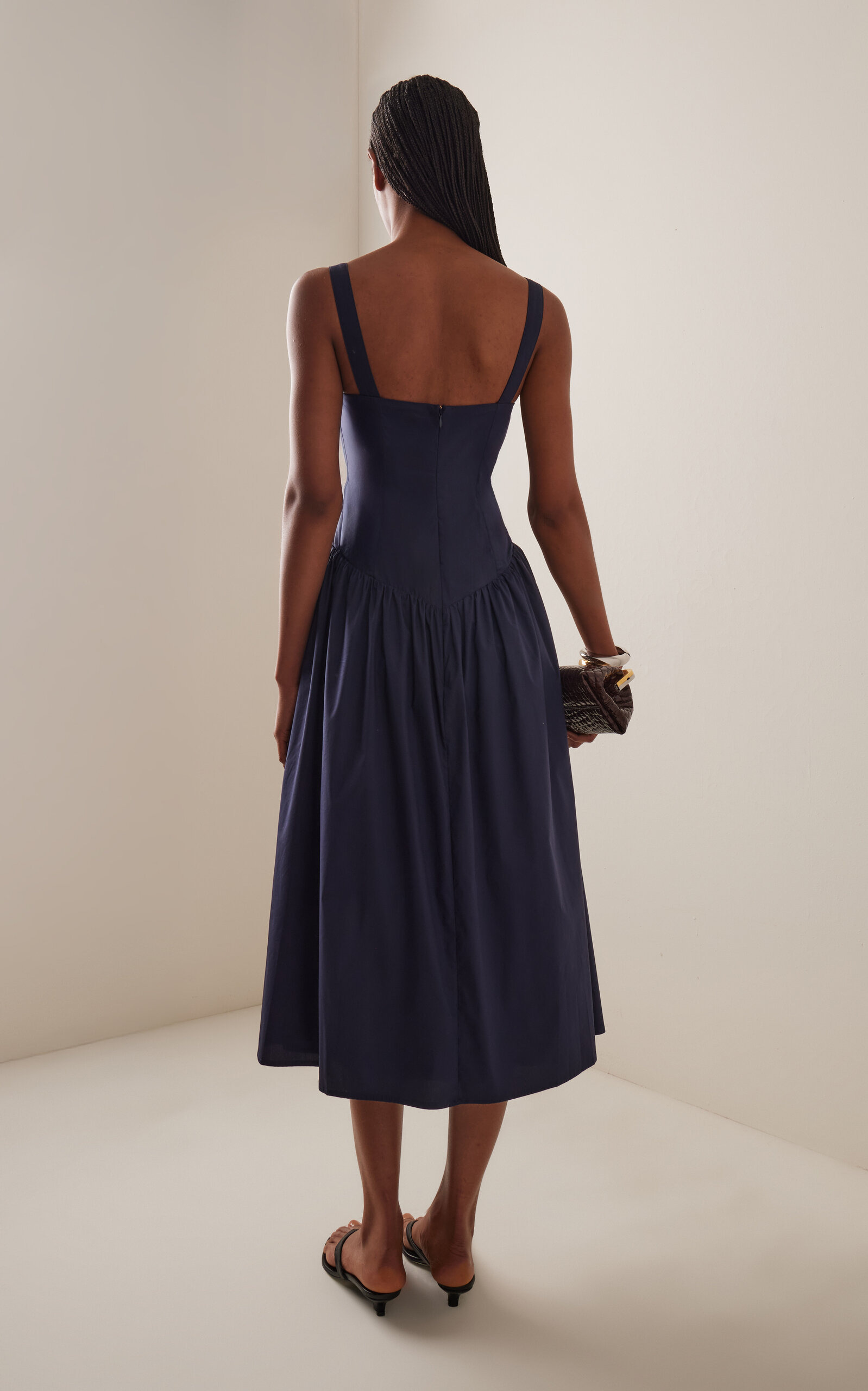 Emmett Corset Poplin Midi Dress navy - 4