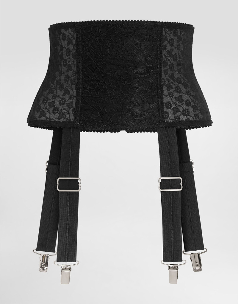 Stretch marquisette corset belt with garters 1