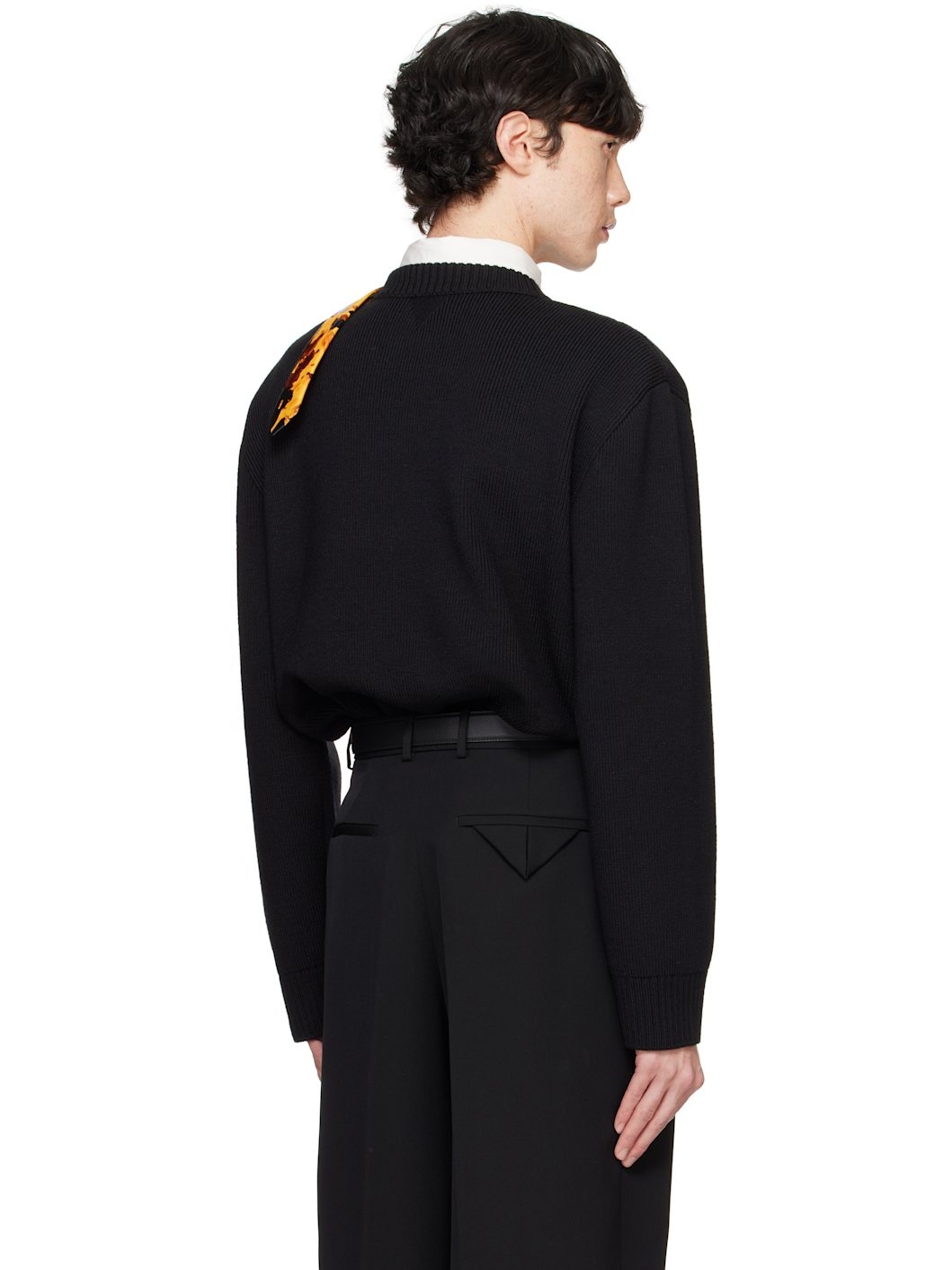 Black Classic Wool Tailored Sweater - 3