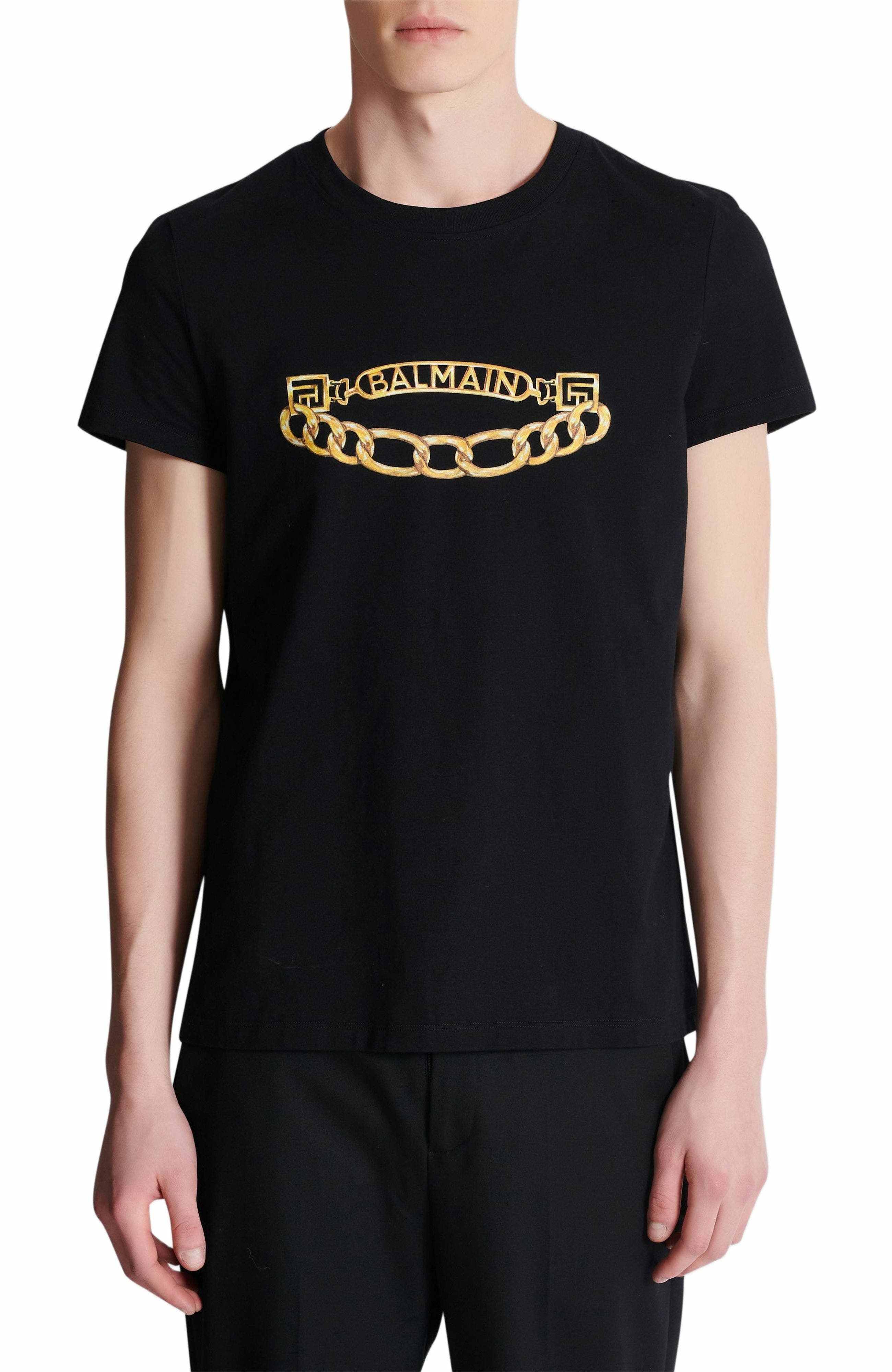 Balmain Chaînes Logo printed T-shirt in Black at Nordstrom - 7