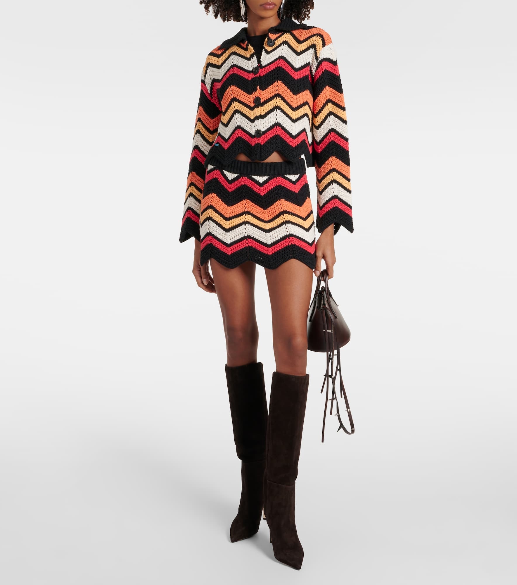 Kaleidoscopic Chevron cotton-blend cardigan - 2