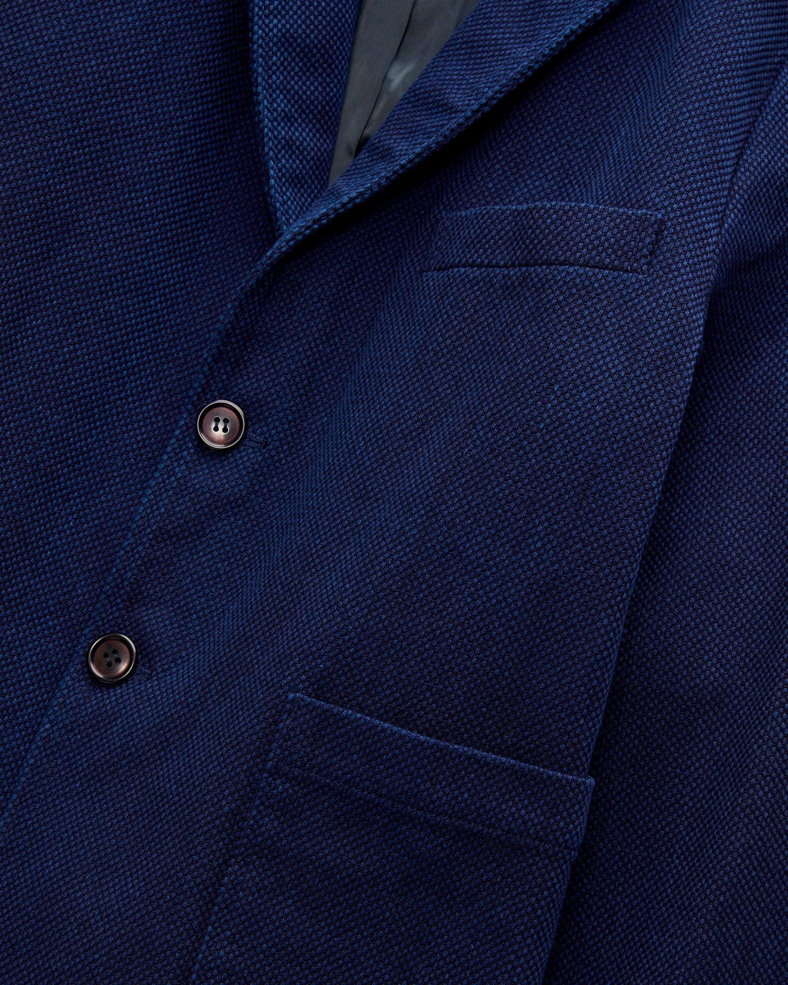 Double Cloth Sashiko Tailored Jacket in Pure Indigo - 7
