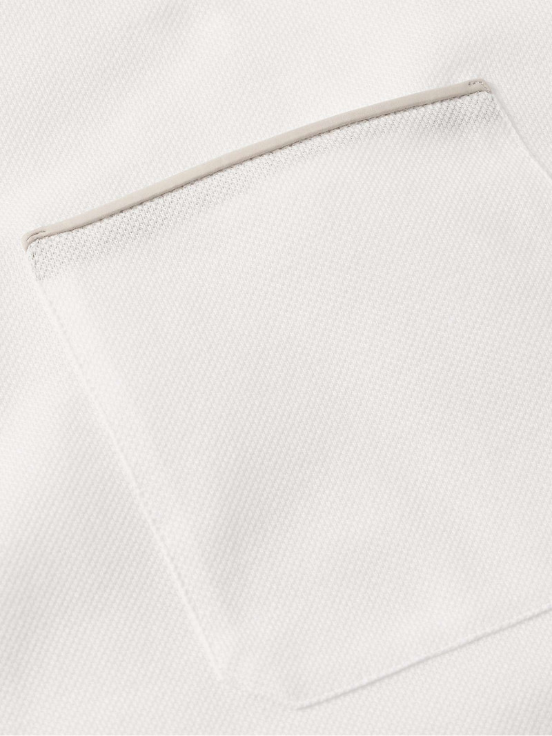 Nubuck-Trimmed Cotton-Piqué Polo Shirt 4