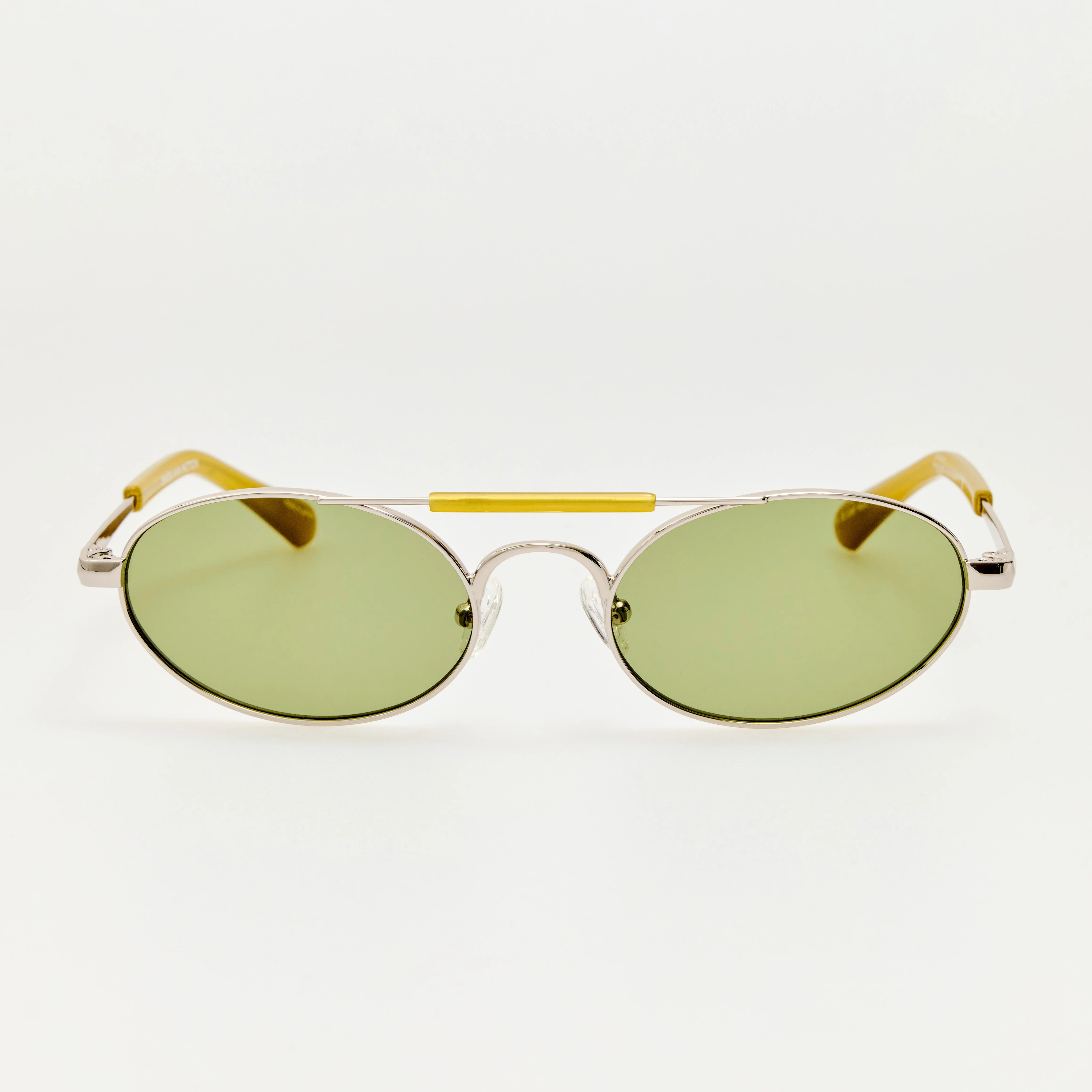 Oval Sunglasses in Silver and Green - 1