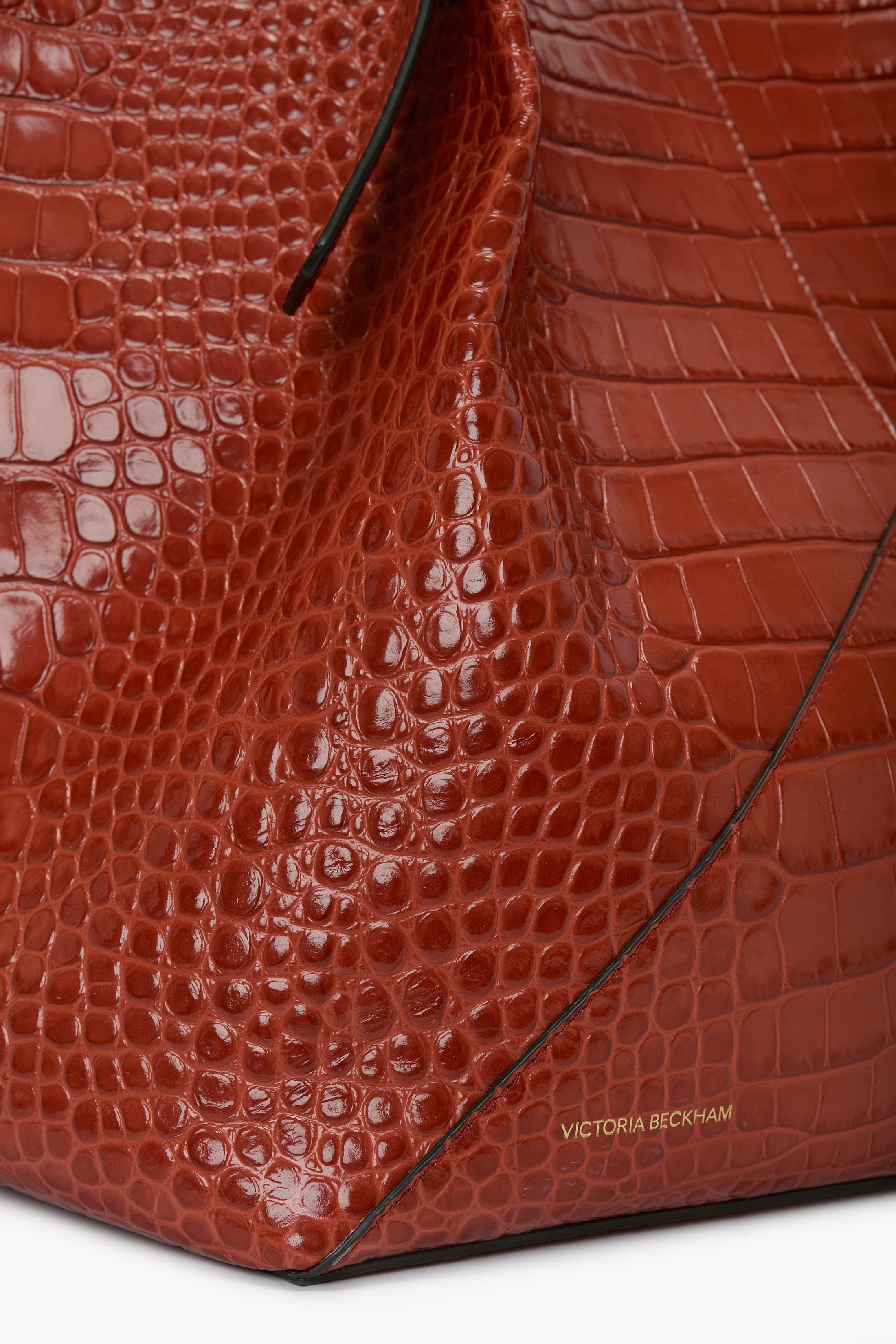 W11 Jumbo Tote In Brick Red Croc Embossed Leather - 5
