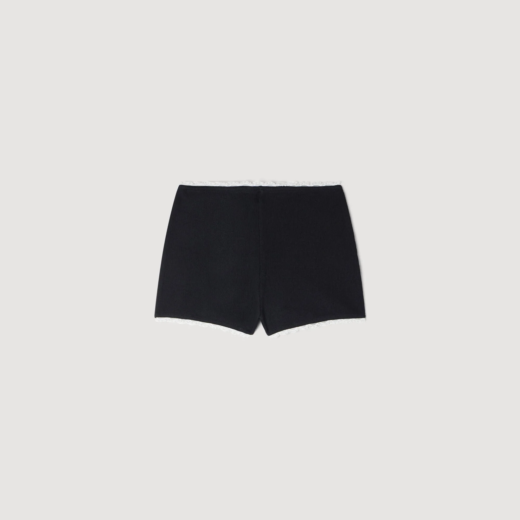 BEADED EMBROIDERED RIBBED SHORTS - 1