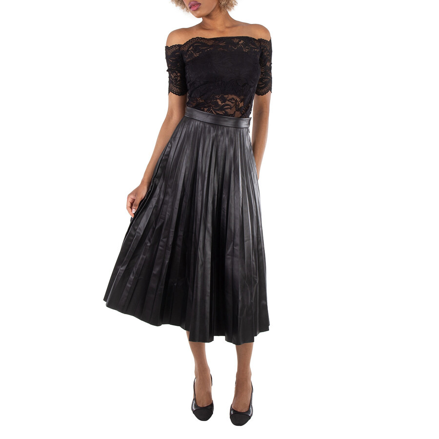 MM6 Black Pleated Midi Skirt - 2