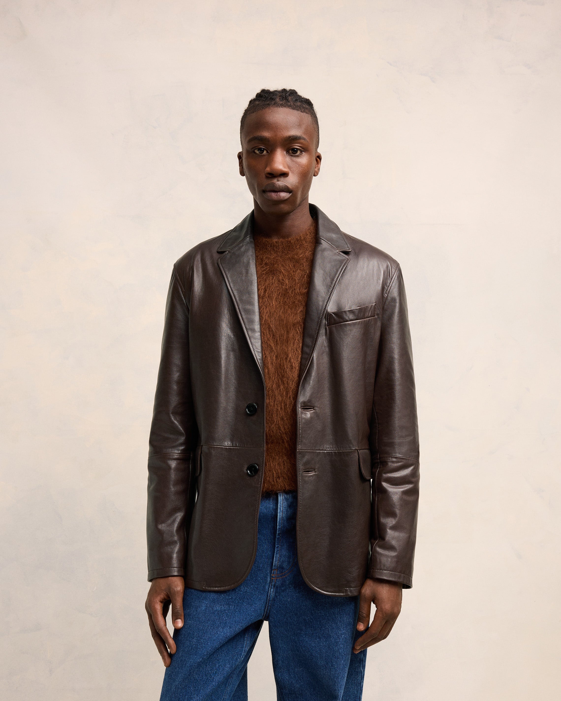 LEATHER TWO BUTTONS JACKET - 3