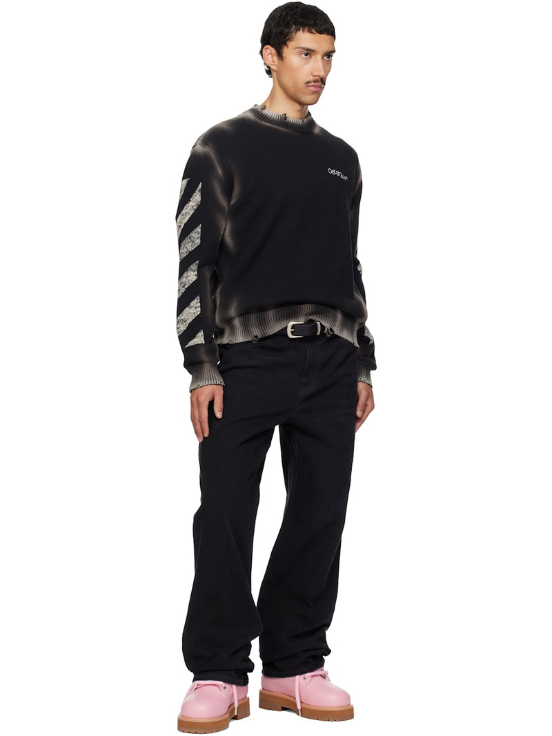 Off-White Black Diagonal Arrow Corrosion Knit Crewneck Sweater outlook