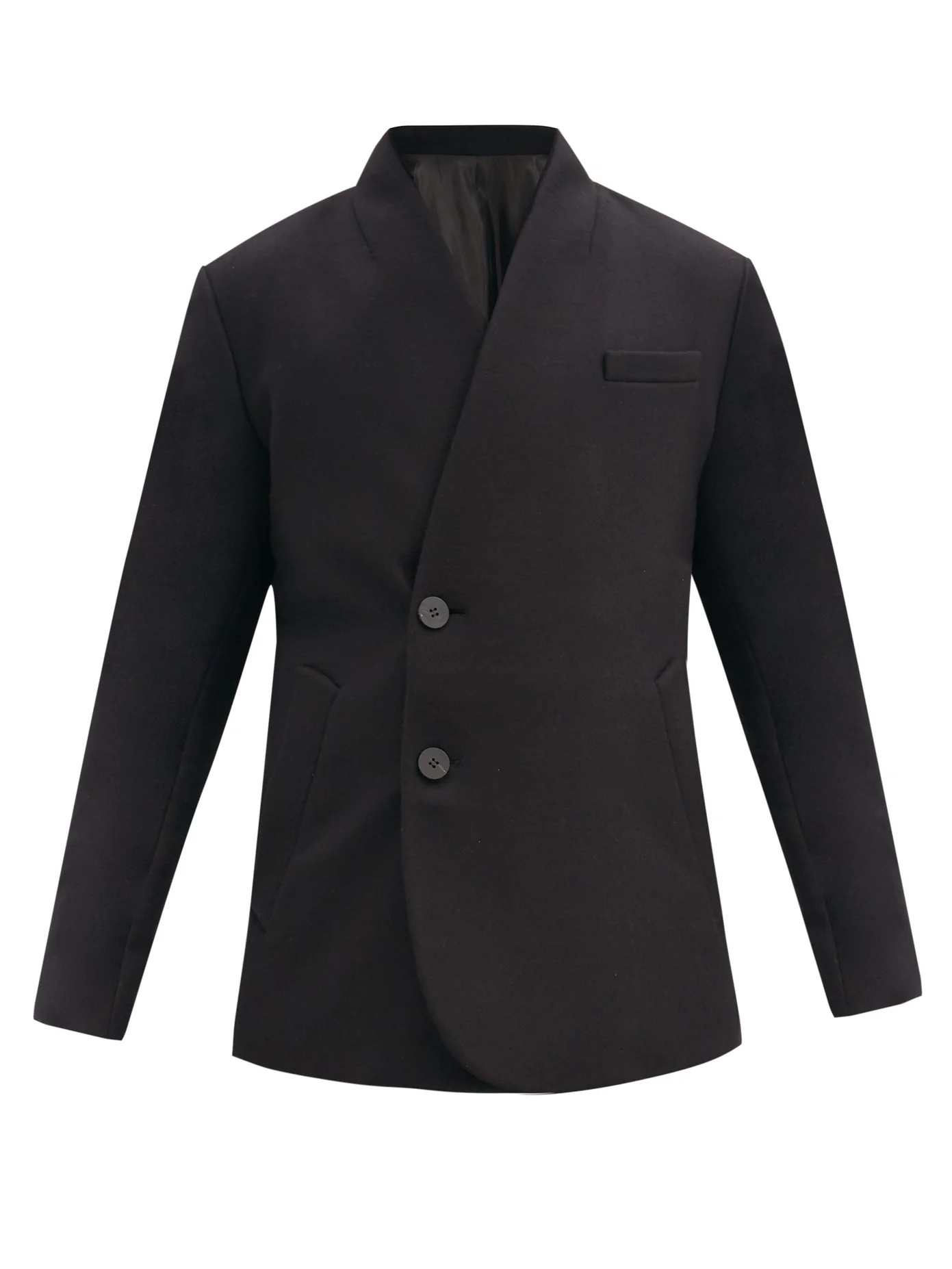 Single-breasted wool-blend blazer - 1