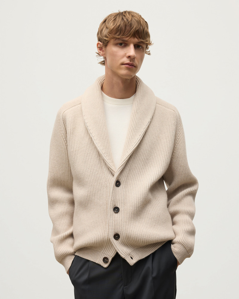 Johnstons of Elgin Pioneer Natural Shawl Collar Cashmere Cardigan outlook