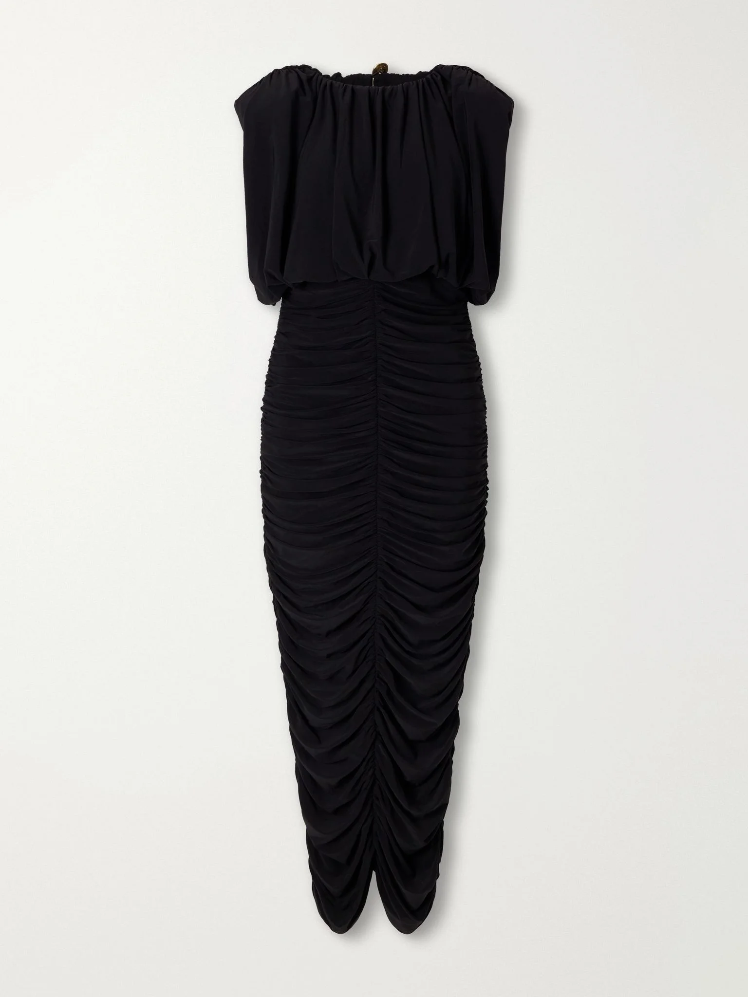 Lunaria gathered belted jersey midi dress Black - 1