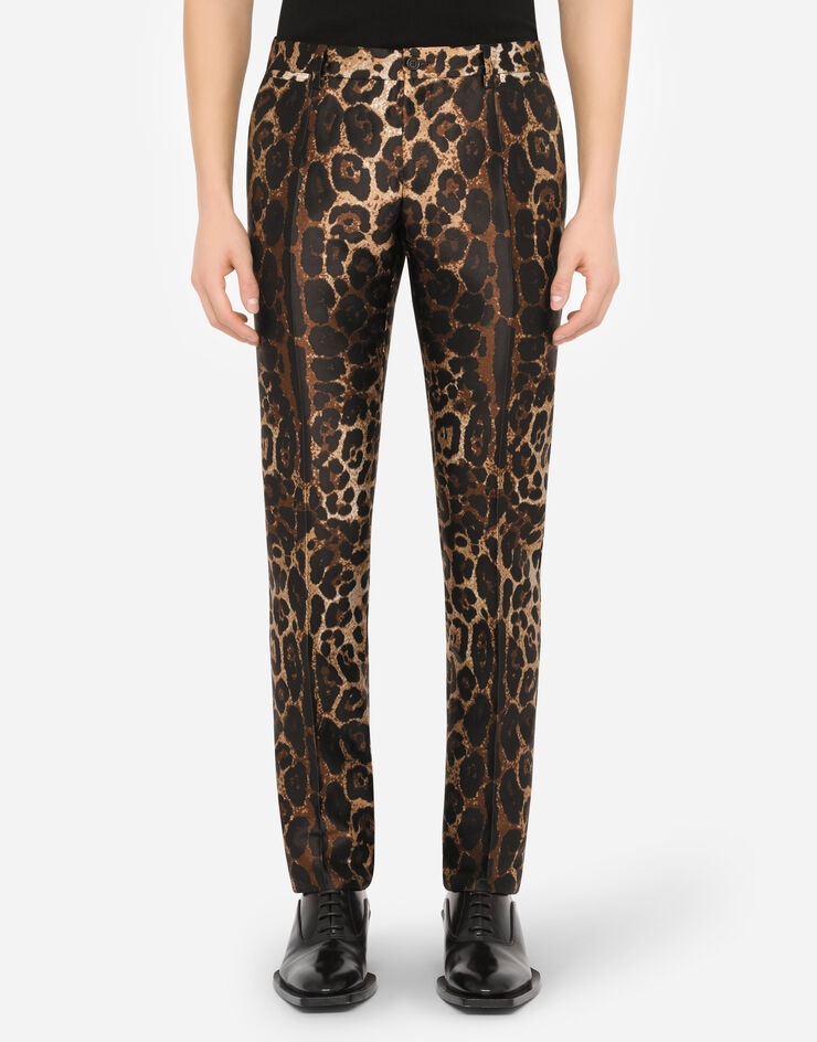 Jacquard pants with leopard design - 1