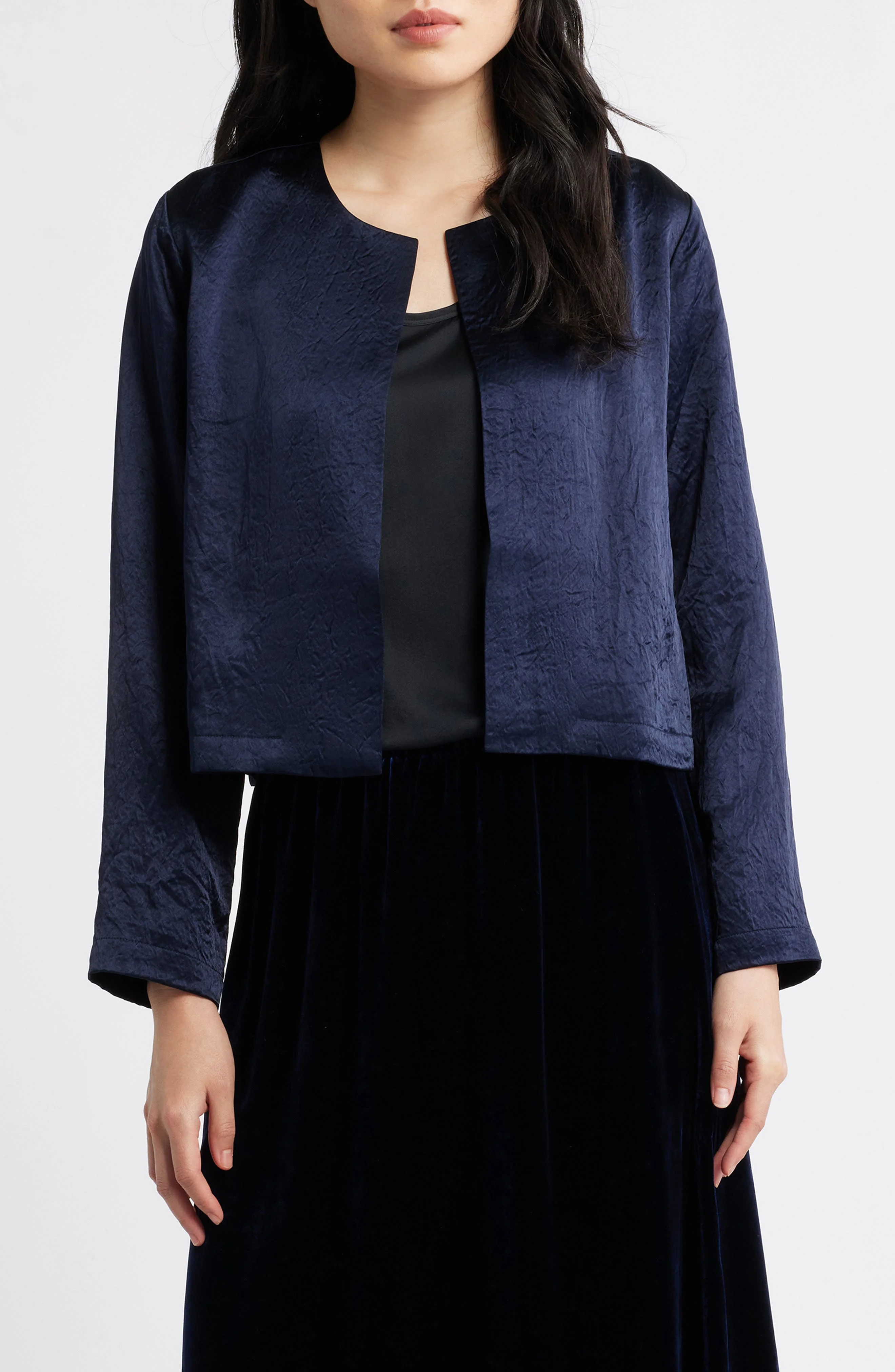 Eileen Fisher Crinkled Satin Crop Jacket at Nordstrom - 1