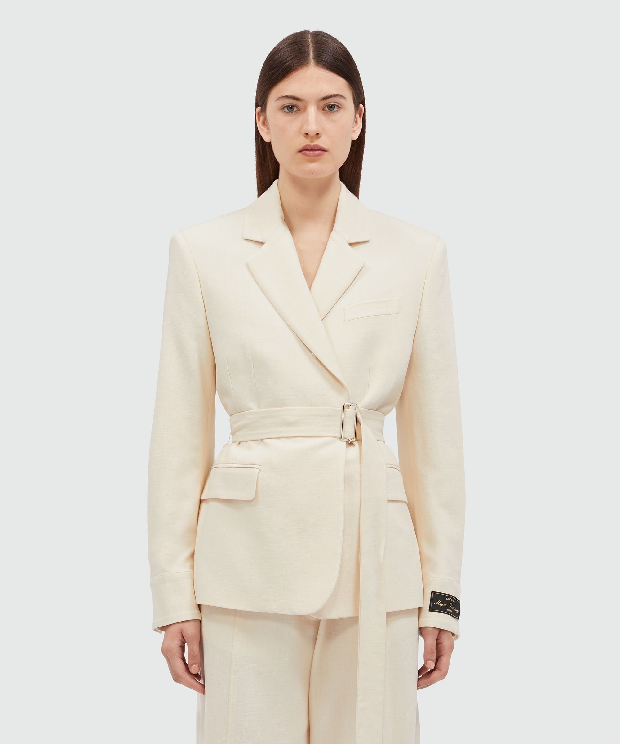 MSGM Tailoring ivory flamed canvas jacket - 2
