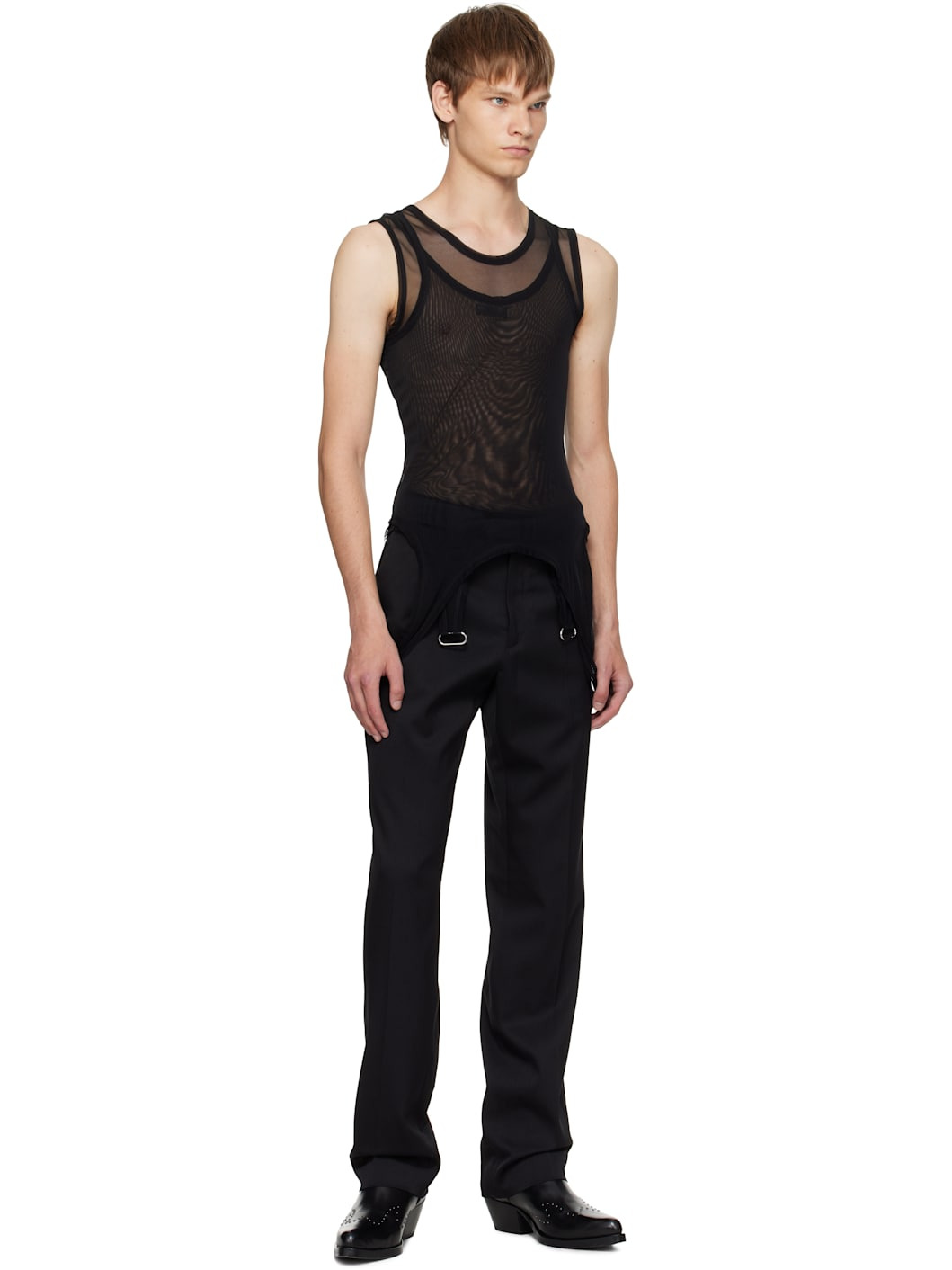 Black Garter Tank Top - 4