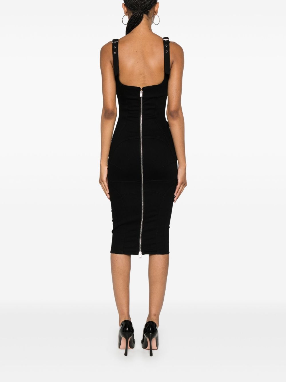 panelled denim midi dress - 4