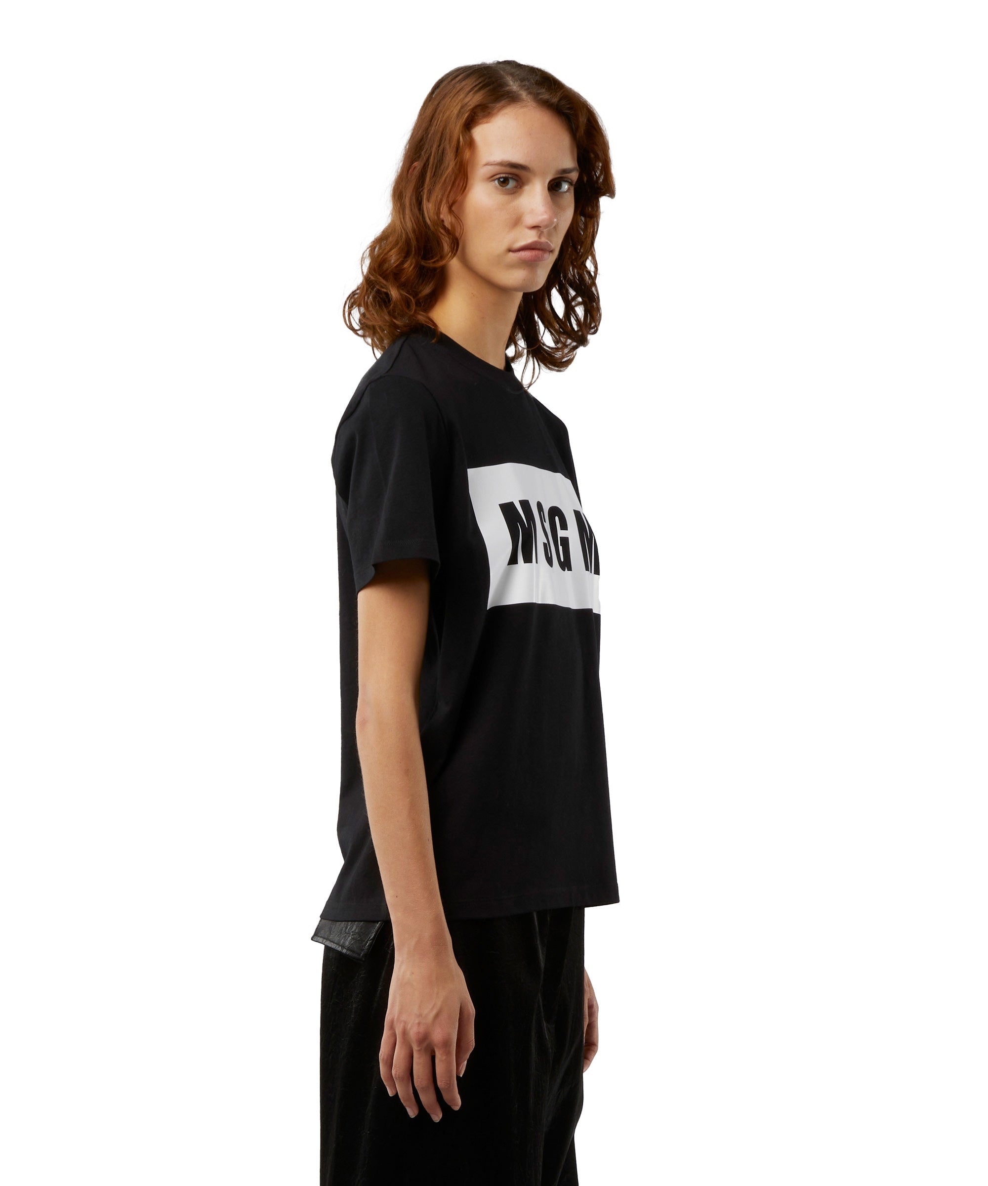 Crew neck T-shirt with MSGM box logo - 4