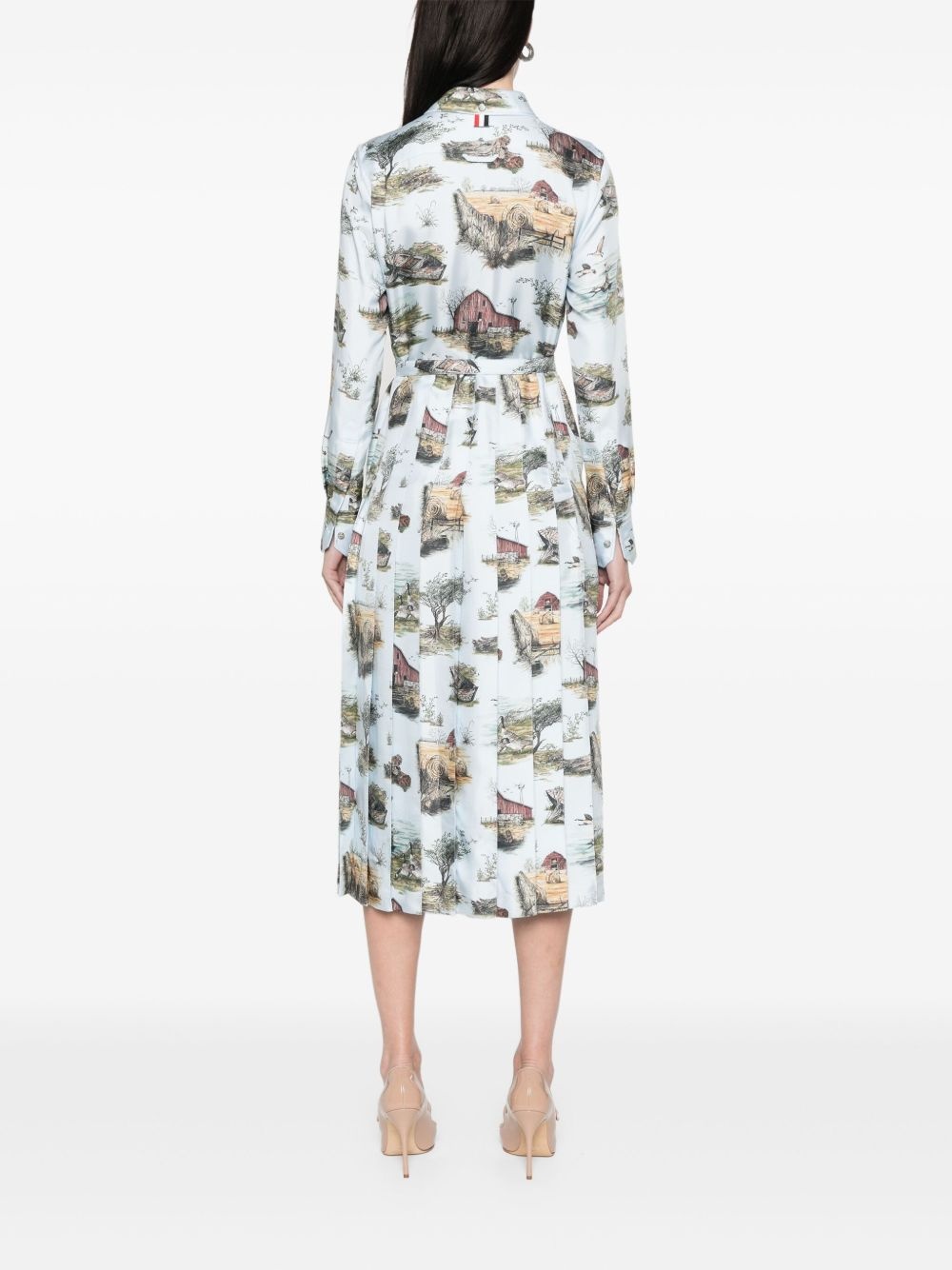 scenic toile pleated maxi dress - 4