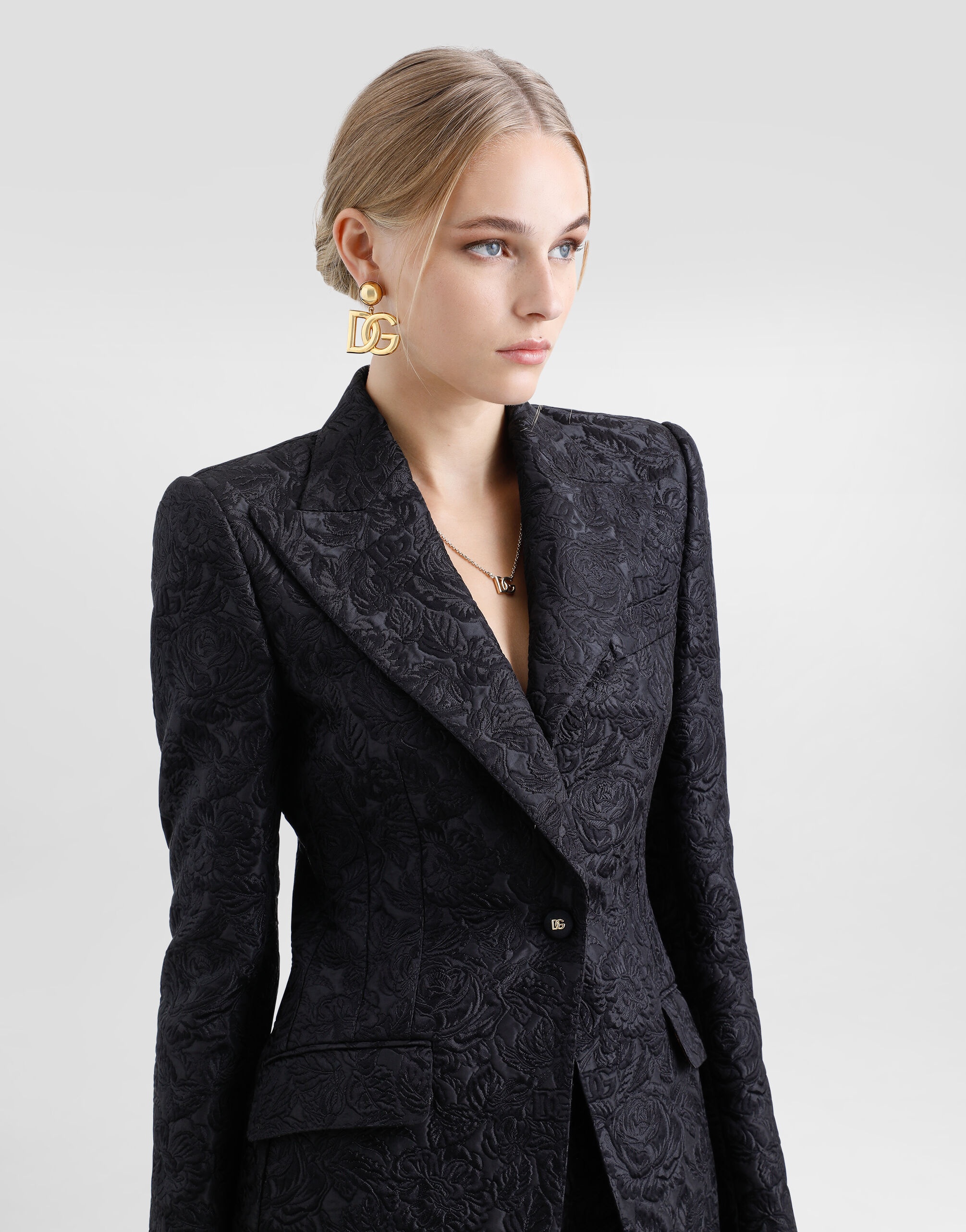 Single-breasted floral quilted jacquard Turlington jacket - 5