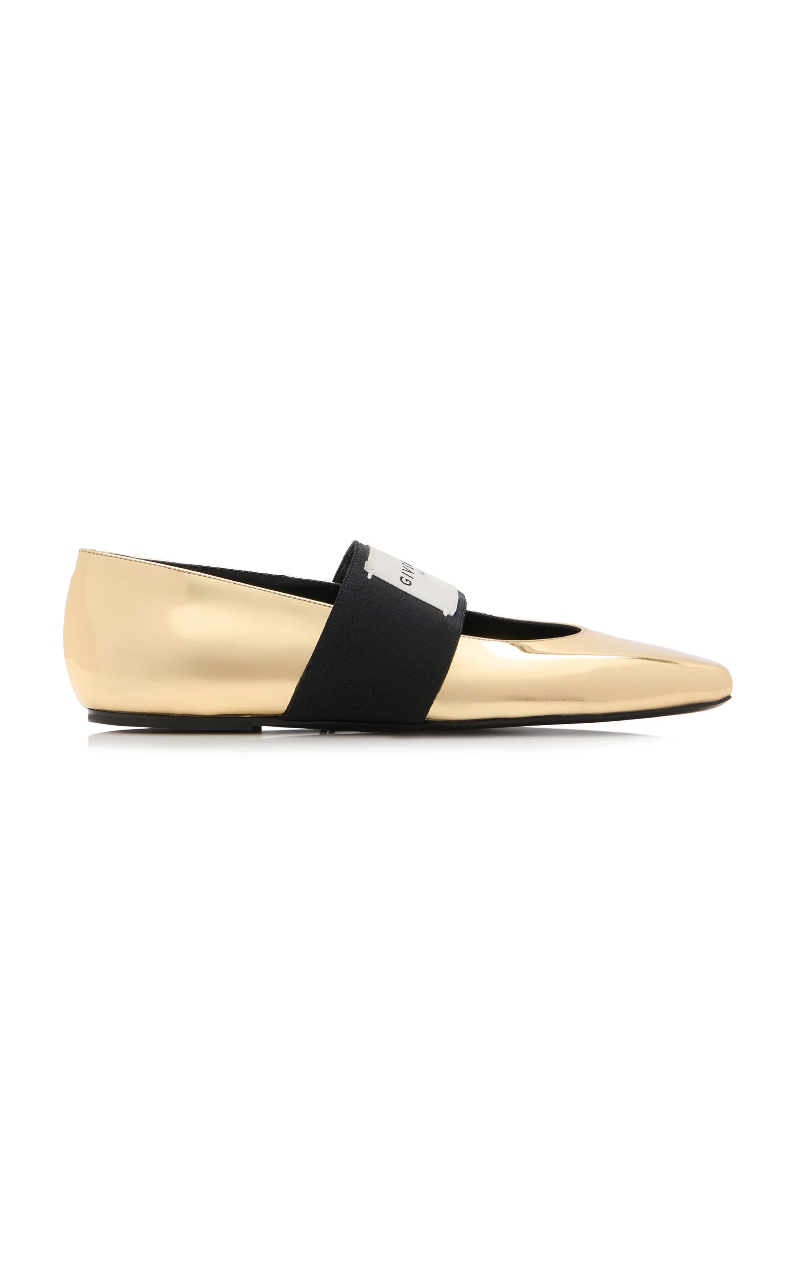 Logo-Embellished Metallic Leather Ballet Flats gold - 1