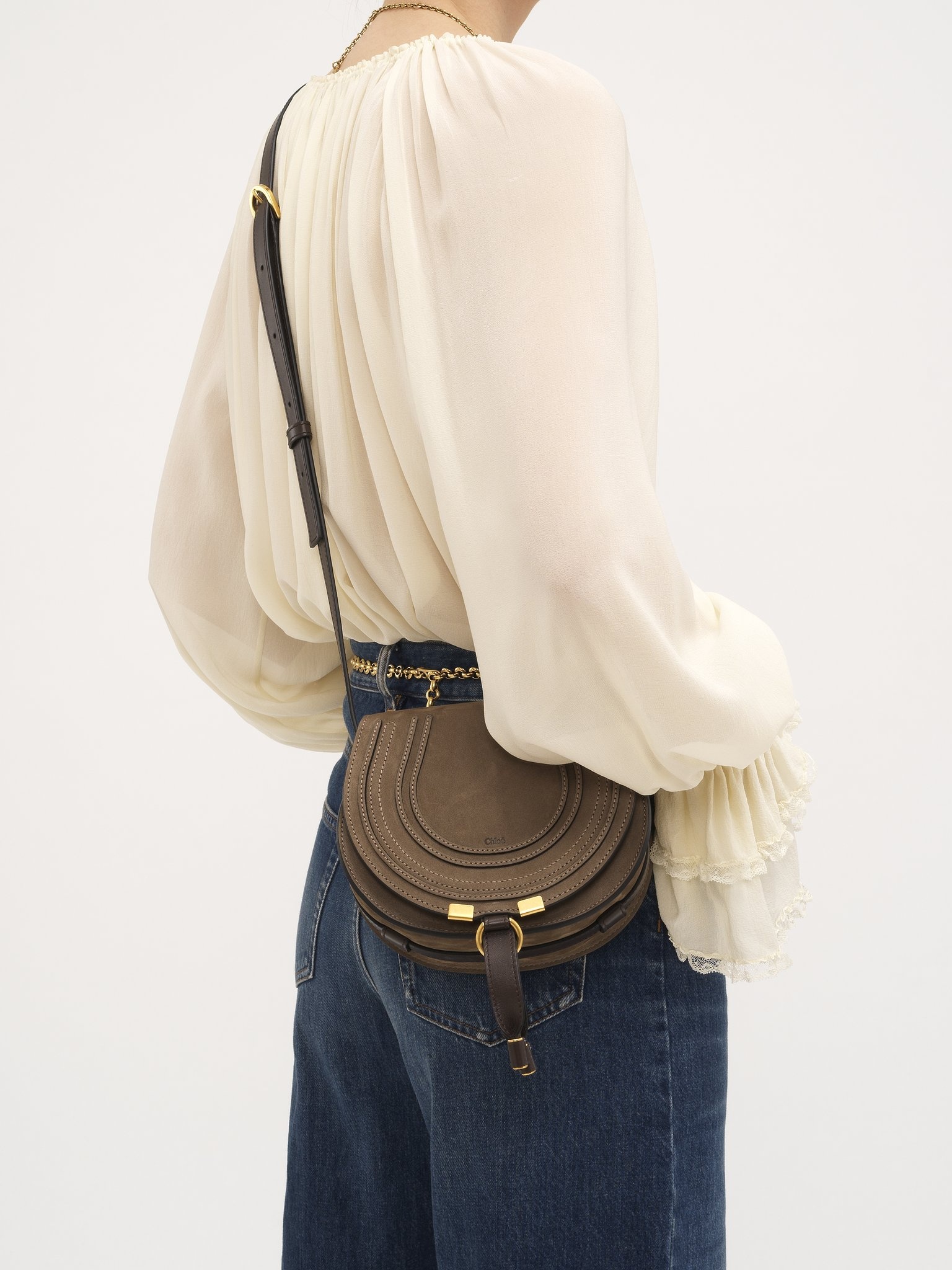 SMALL MARCIE SADDLE BAG IN NUBUCK LEATHER - 7