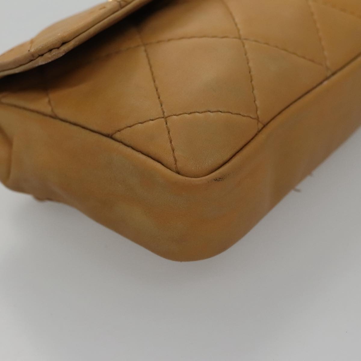 CHANEL Matelasse Waist Bag Leather Beige CC - 14