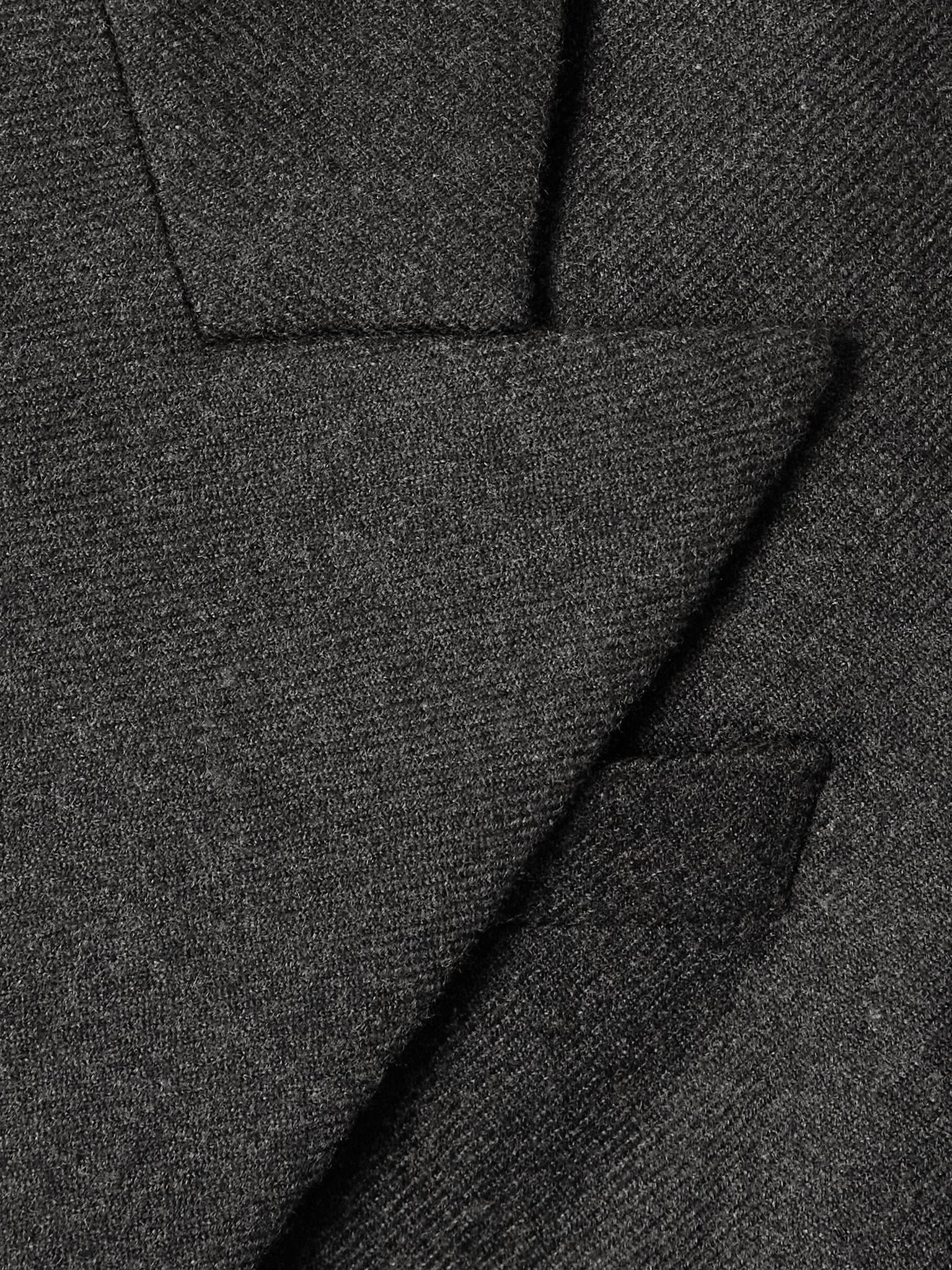 Double-breasted cashmere-twill blazer Dark gray - 5