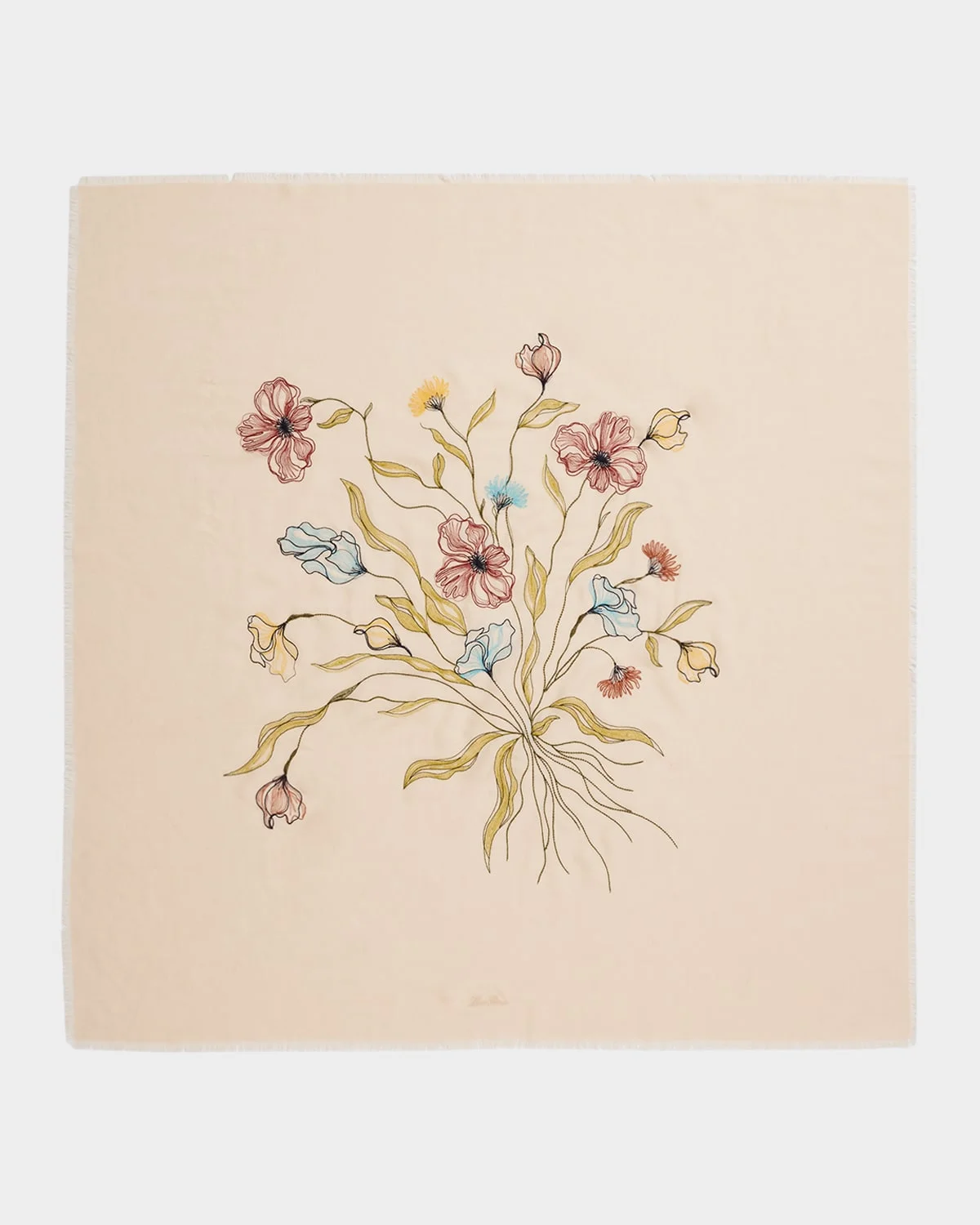 Il Bouquet Embroidered Cashmere Shawl - 1