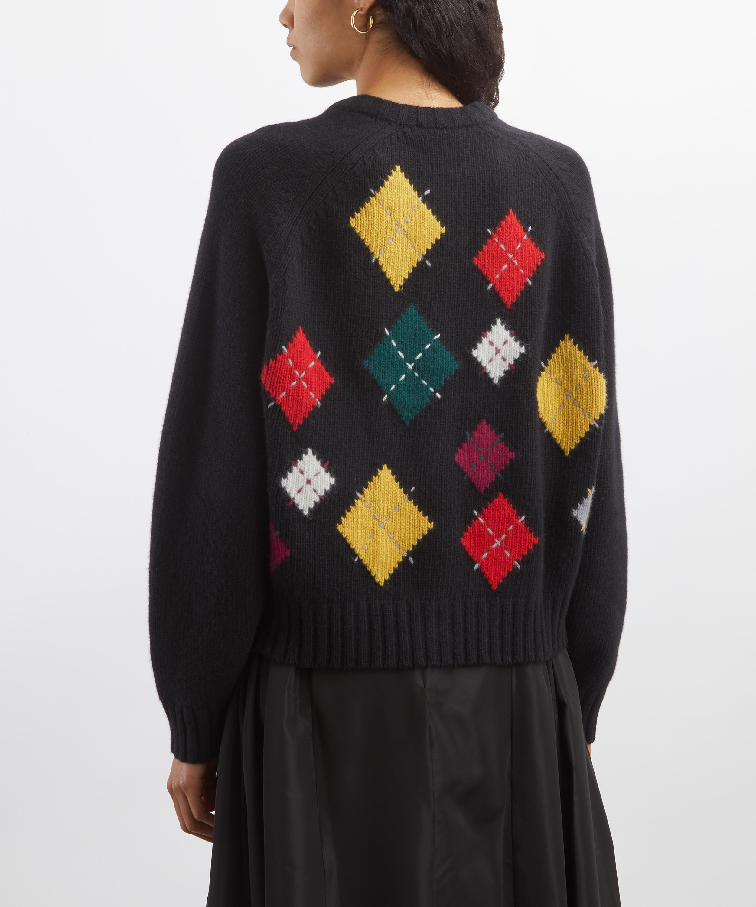 Black Atomic Argyle Cardigan - 4