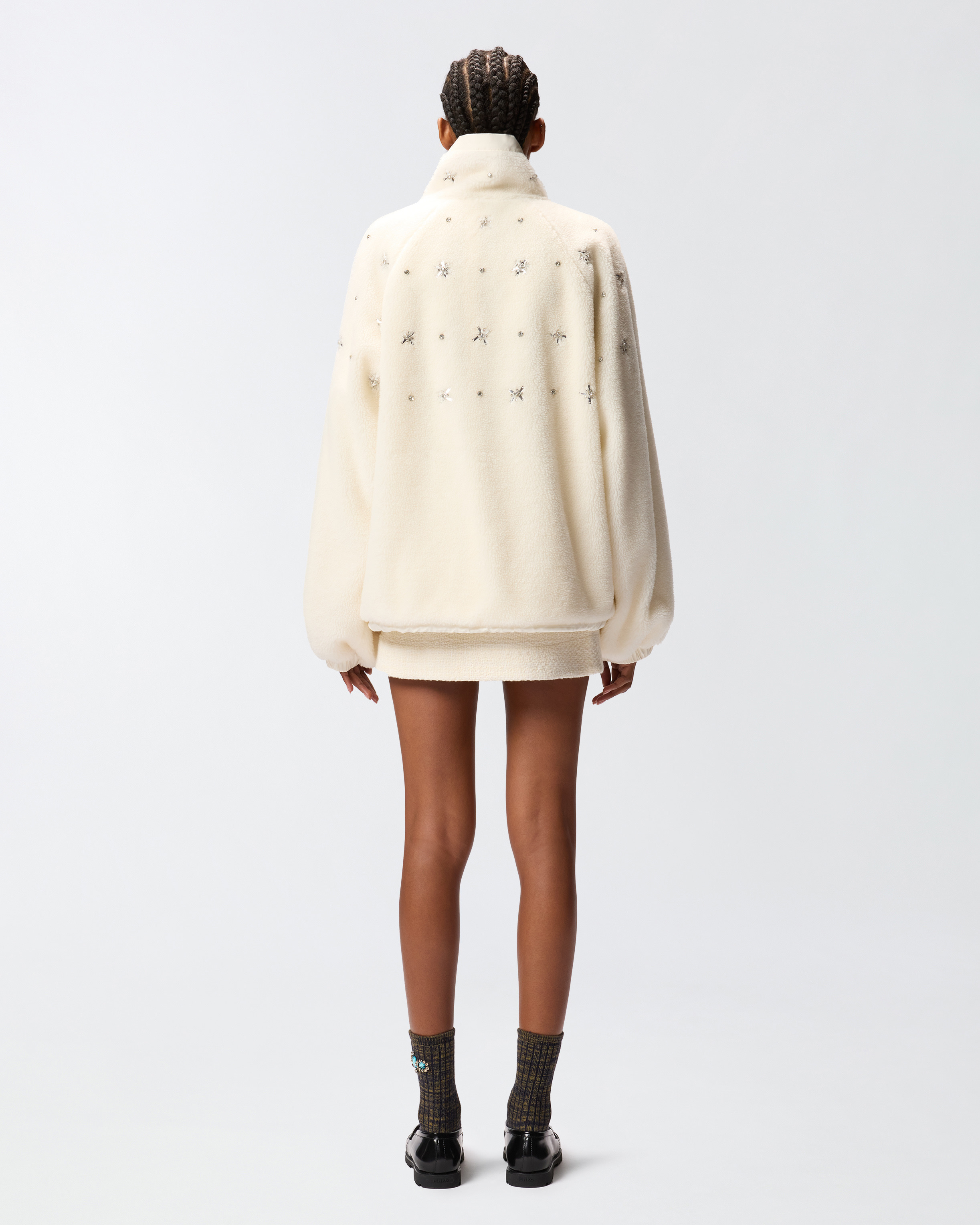 FLEECE BOMBER JACKET WITH JEWEL EMBROIDERY - 4