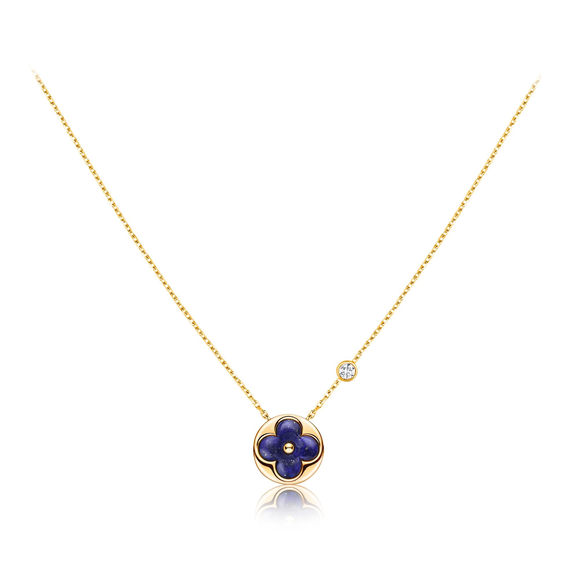 Color Blossom BB Sun Pendant, Yellow gold, Lapis Lazuli and diamond - 1