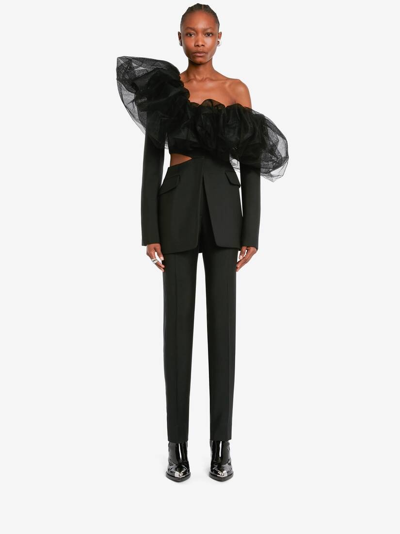 Women's Exploded Neckline Slashed Jacket in Black - 2