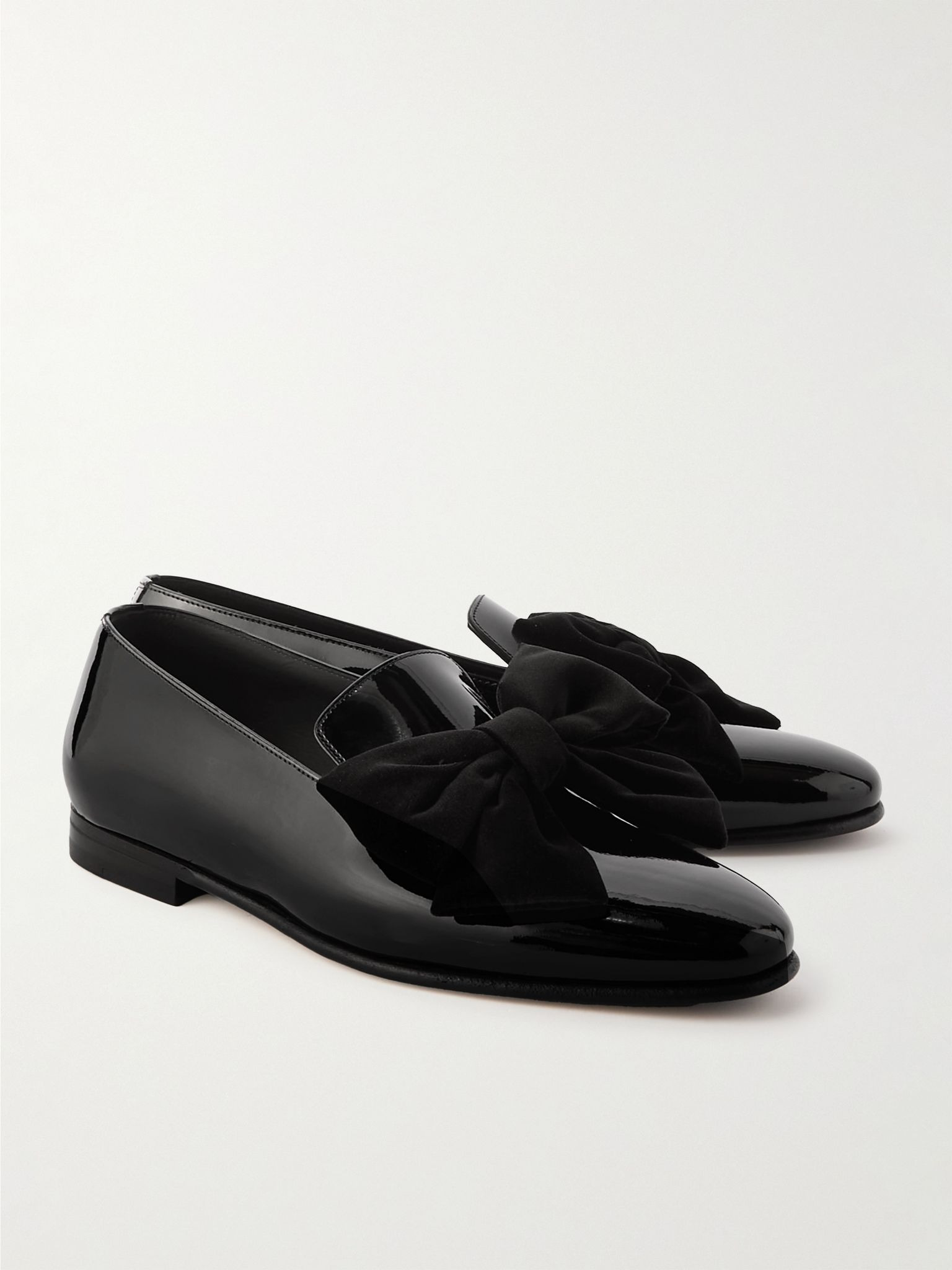 Janser Velvet-Trimmed Patent-Leather Loafers Black - 4
