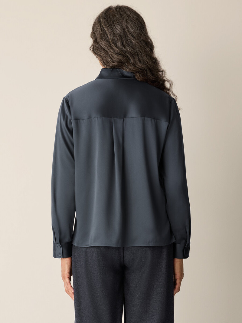 Stretch Silk Charmeuse Classic Collar Shirt 4
