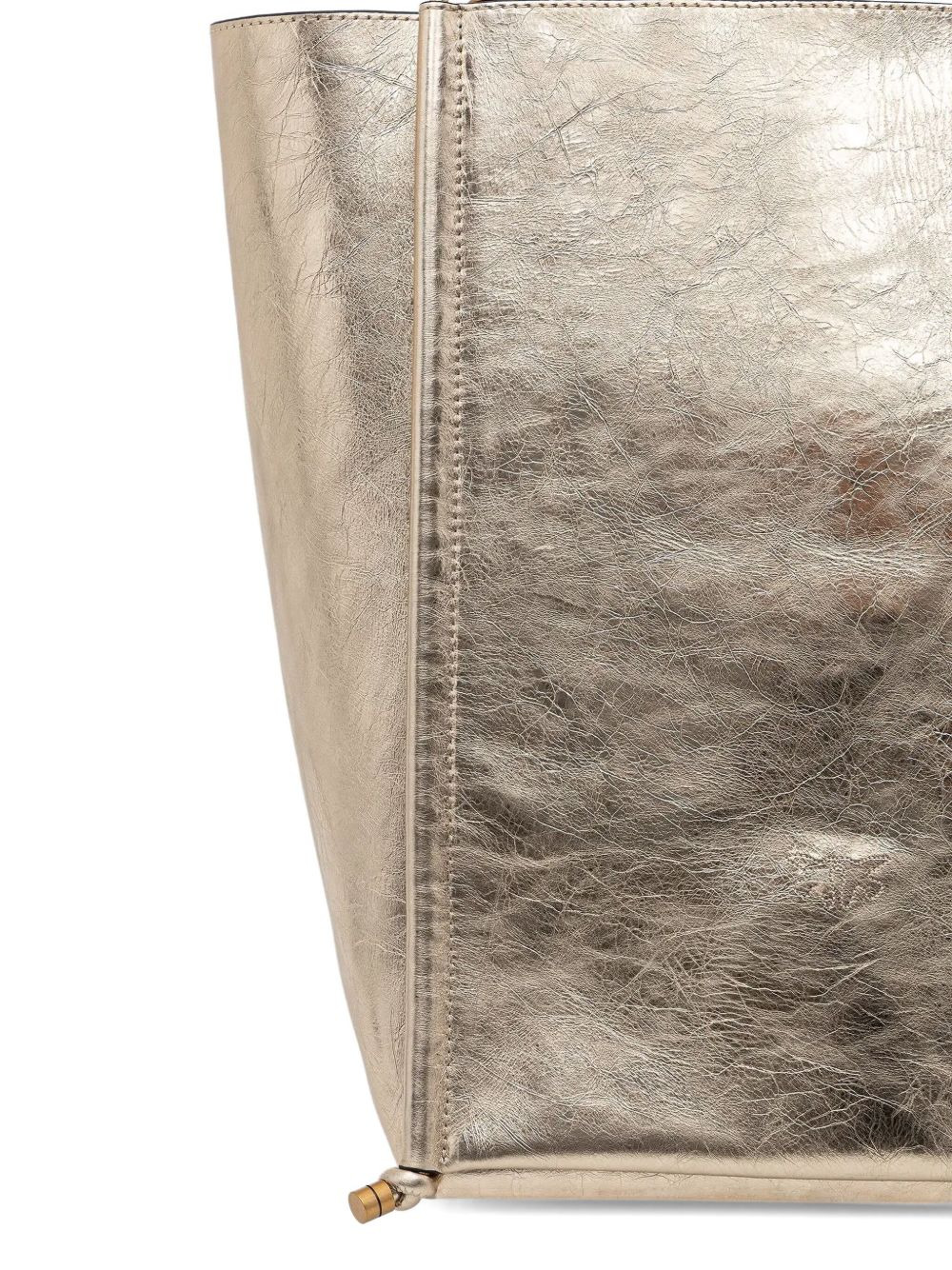 medium metallic-effect leather tote bag - 2