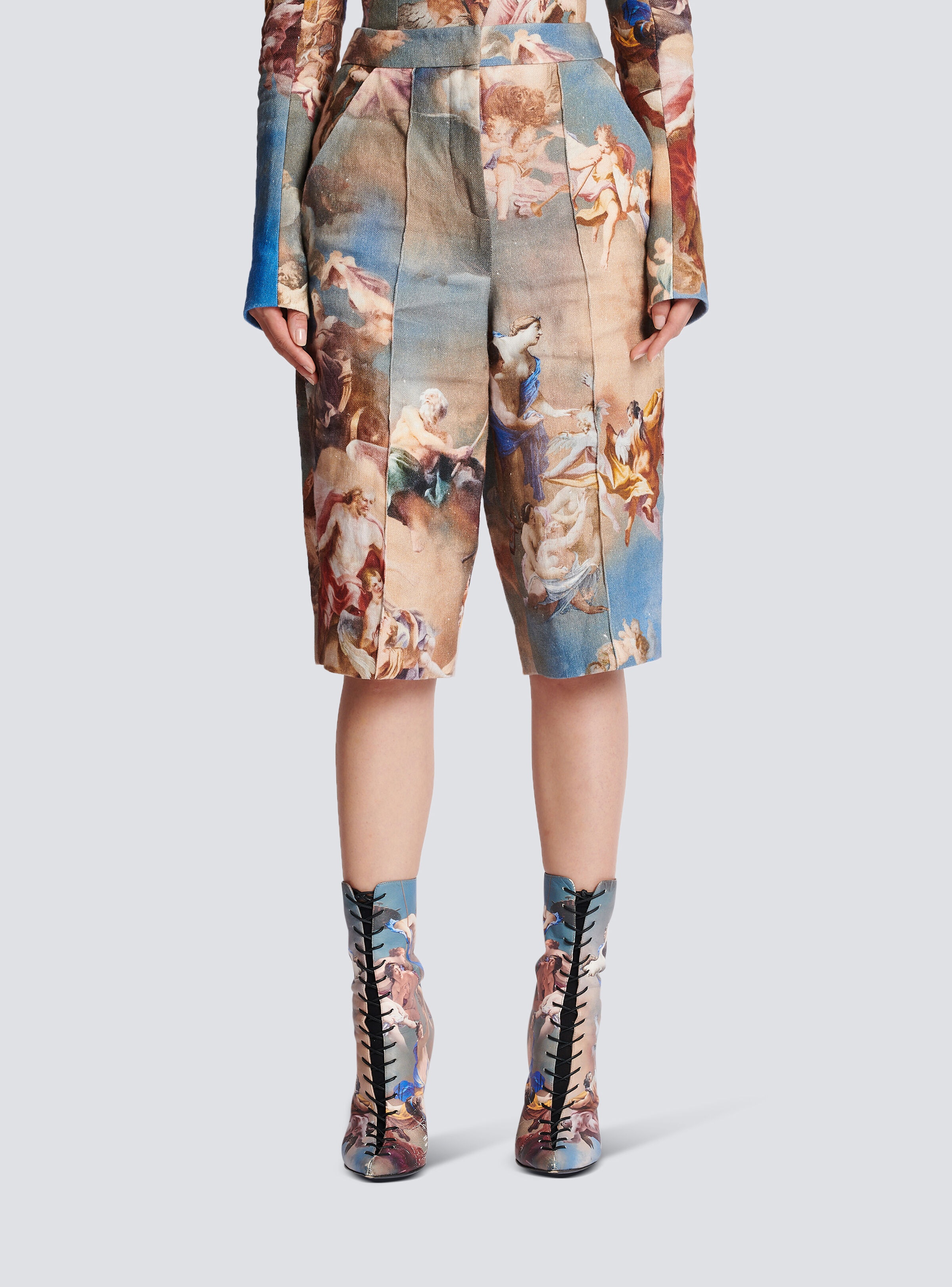 Sky printed canvas Bermuda shorts - 5